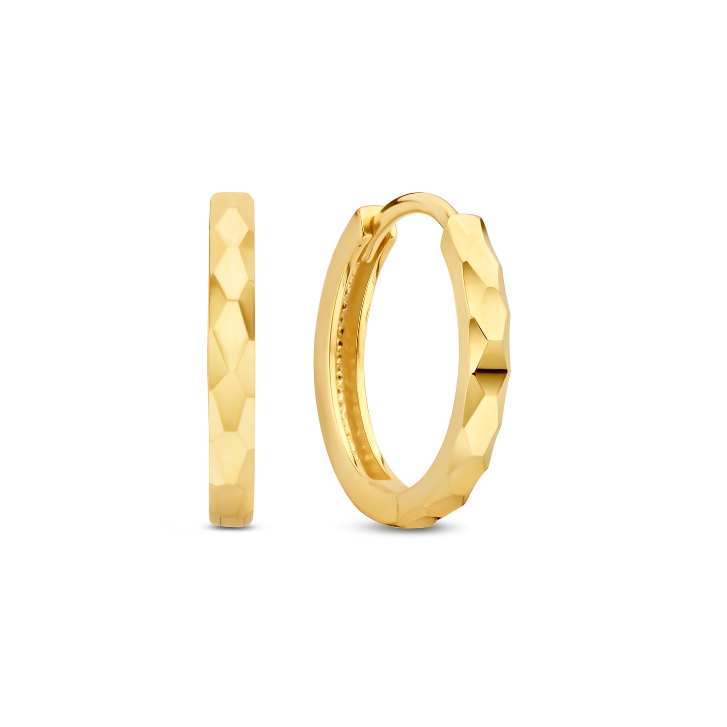 Regalo d'Amore 9 karat gold hoop earrings gift set with diamond cut - Beloro jewels