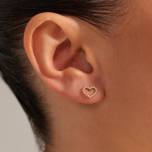 La Rinascente Giulia 9 karat gold ear studs with heart - Beloro jewels
