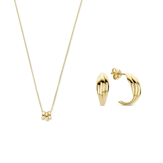 Regalo d'Amore 9 karat necklace and hoop earrings gift set - Beloro jewels