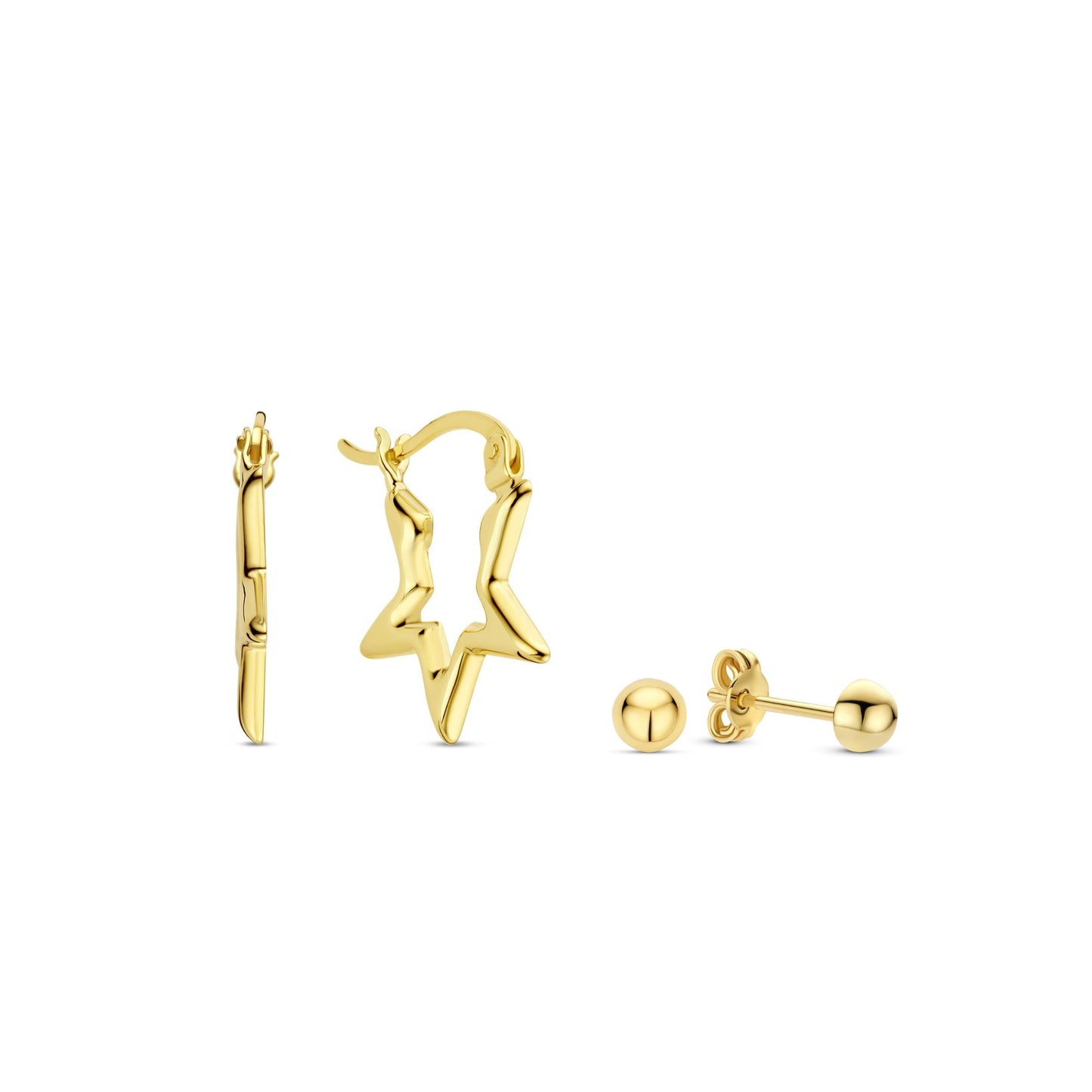 Regalo d'Amore 9 karat gold earrings set with stars - Beloro jewels