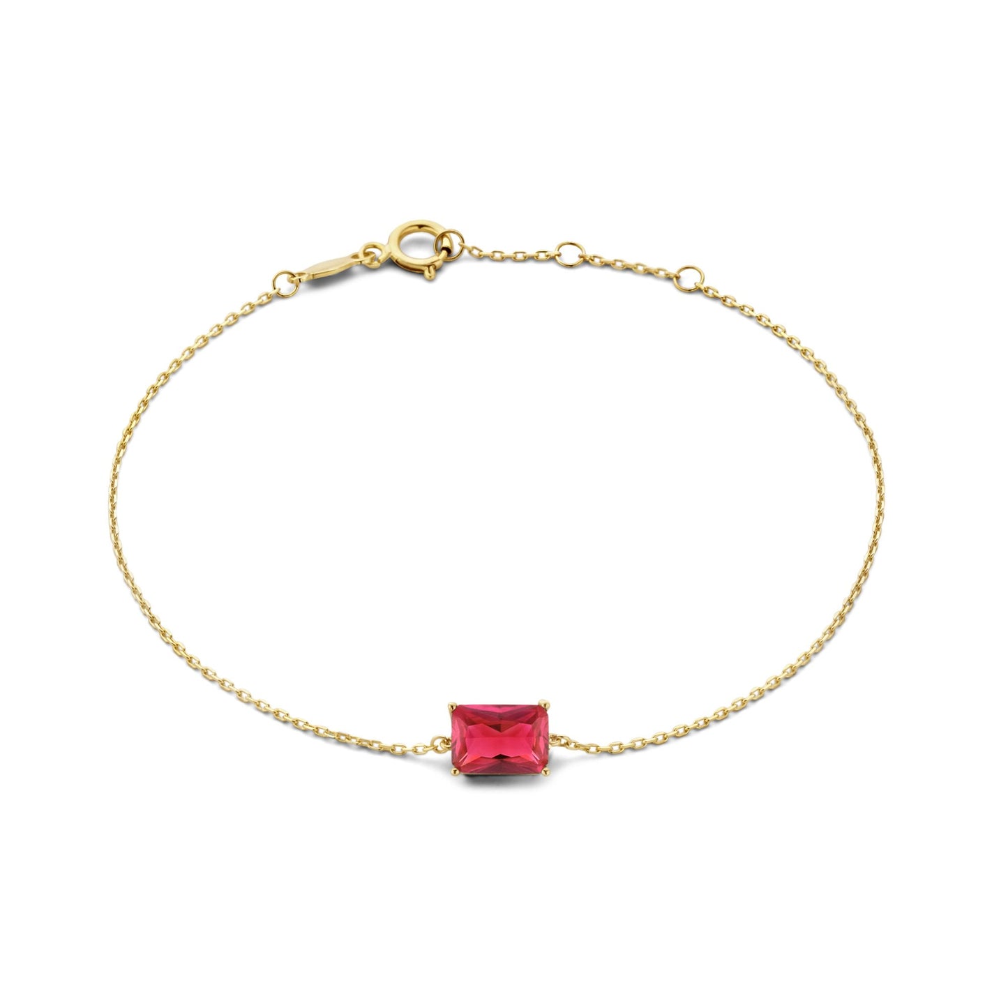 La Milano Colori Rosetta 9 karat gold bracelet with red zirconia stone - Beloro jewels