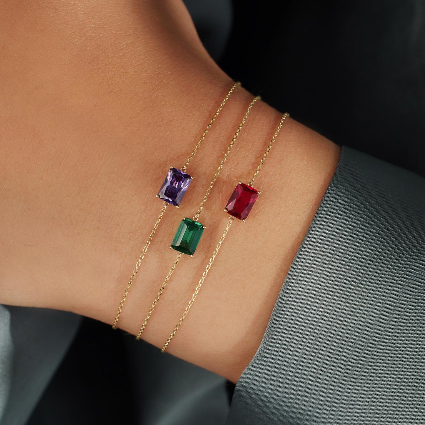 La Milano Colori Rosetta 9 karat gold bracelet with red zirconia stone - Beloro jewels