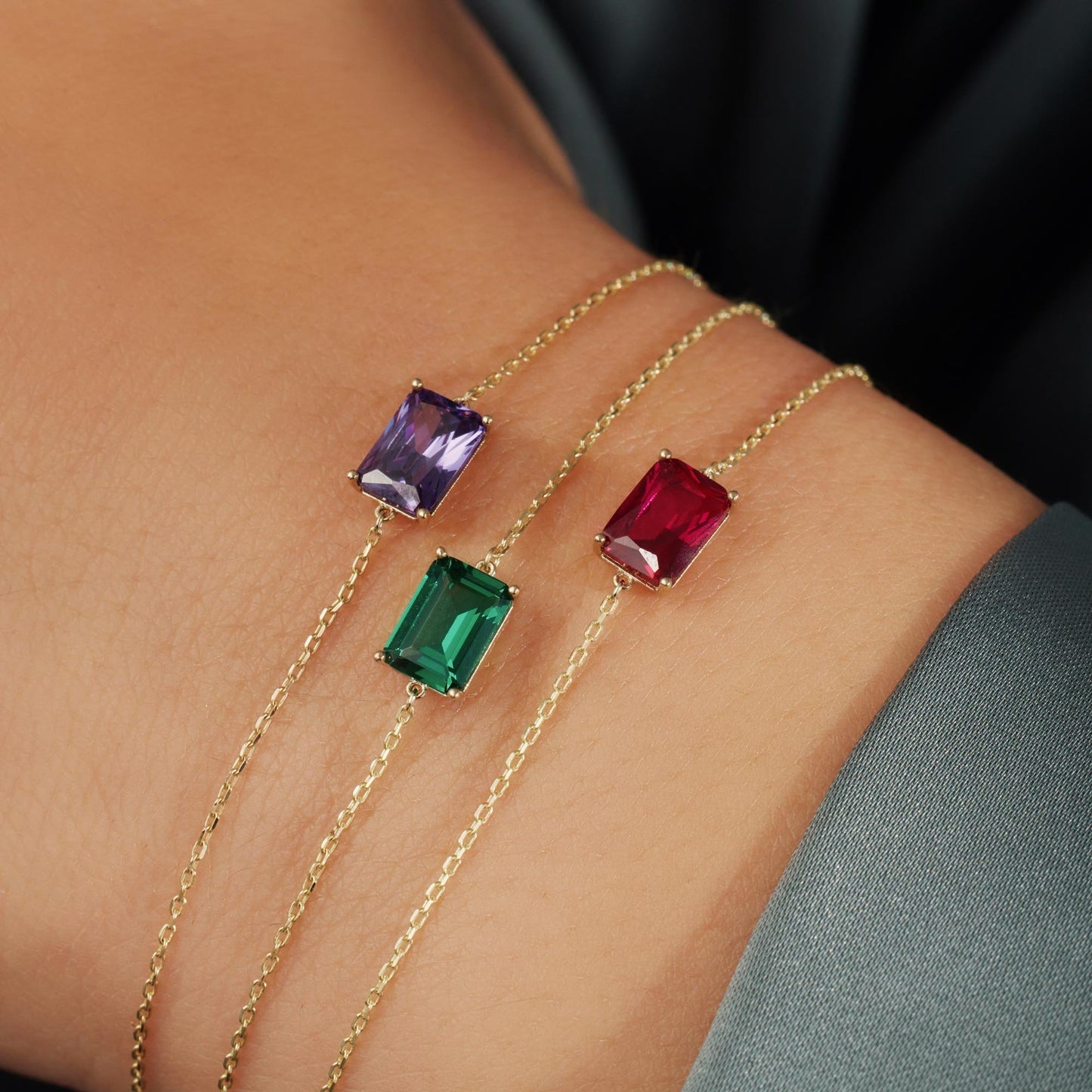 La Milano Colori Rosetta 9 karat gold bracelet with red zirconia stone - Beloro jewels