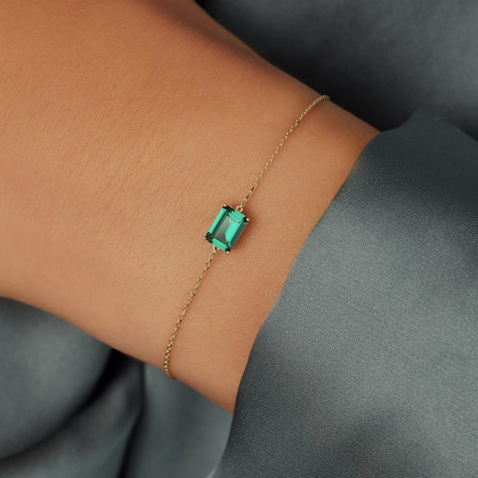 La Milano Colori Verdi 9 karat gold bracelet with green zirconia stone - Beloro jewels