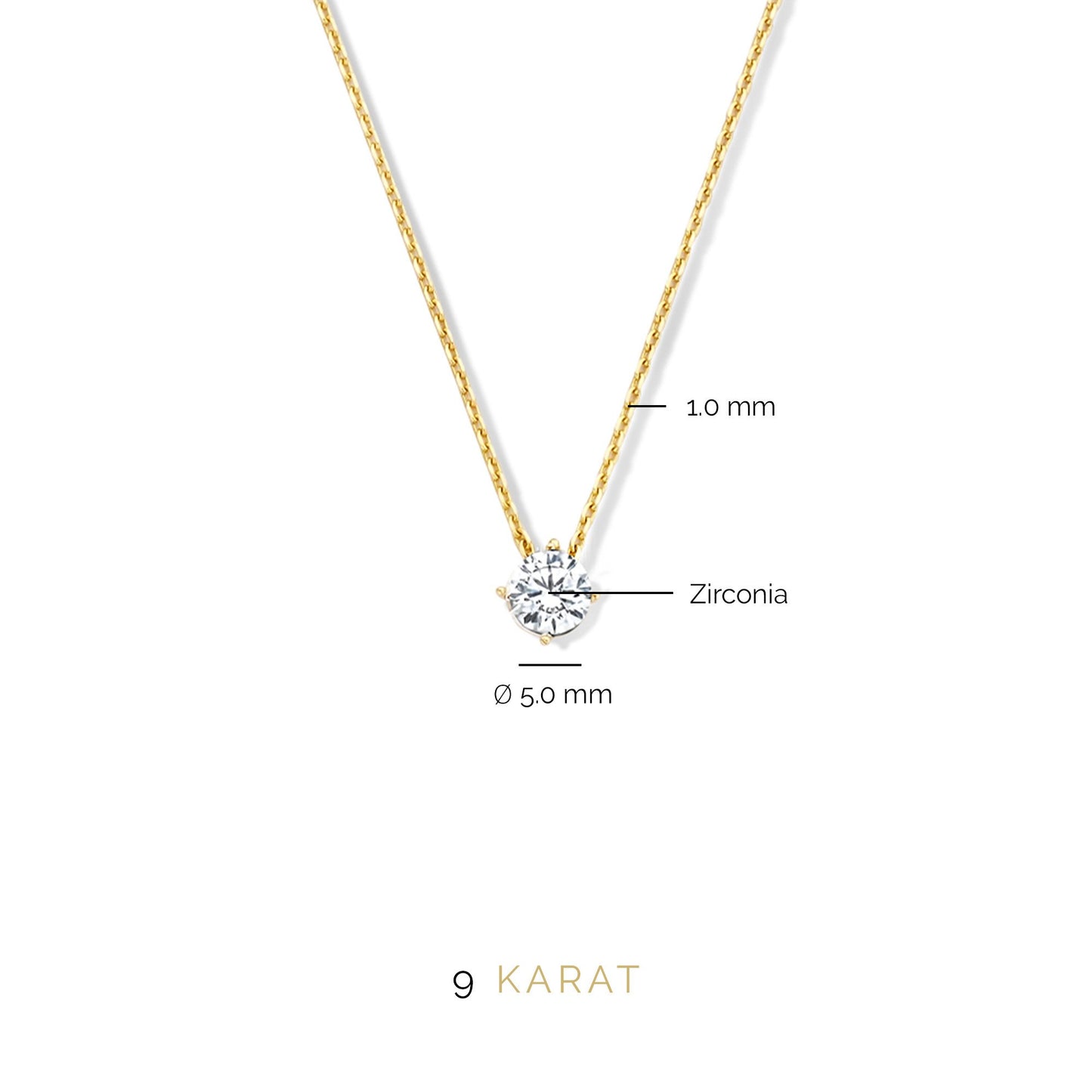 Regalo d'Amore 9 karat gold necklace and ear studs gift set with zirconia - Beloro jewels