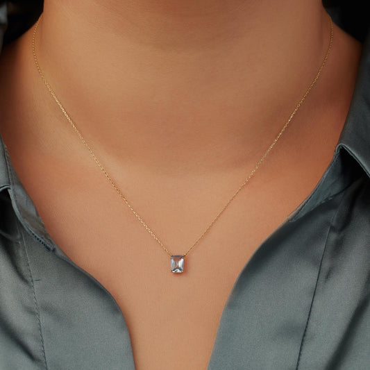 La Milano Colori Aurora 9 karat gold necklace with blue zirconia stone - Beloro jewels