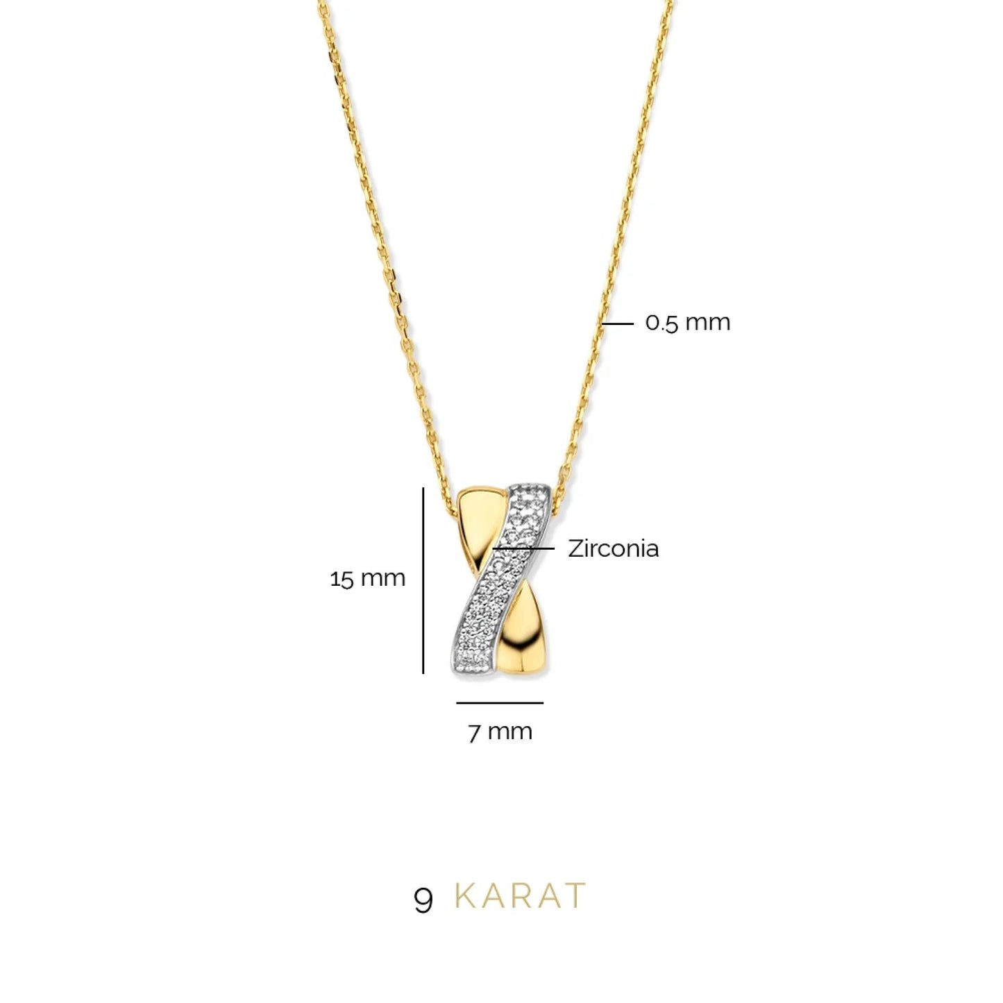 Monte Napoleone Stella 9 karat gold necklace with zirconia stones - Beloro jewels