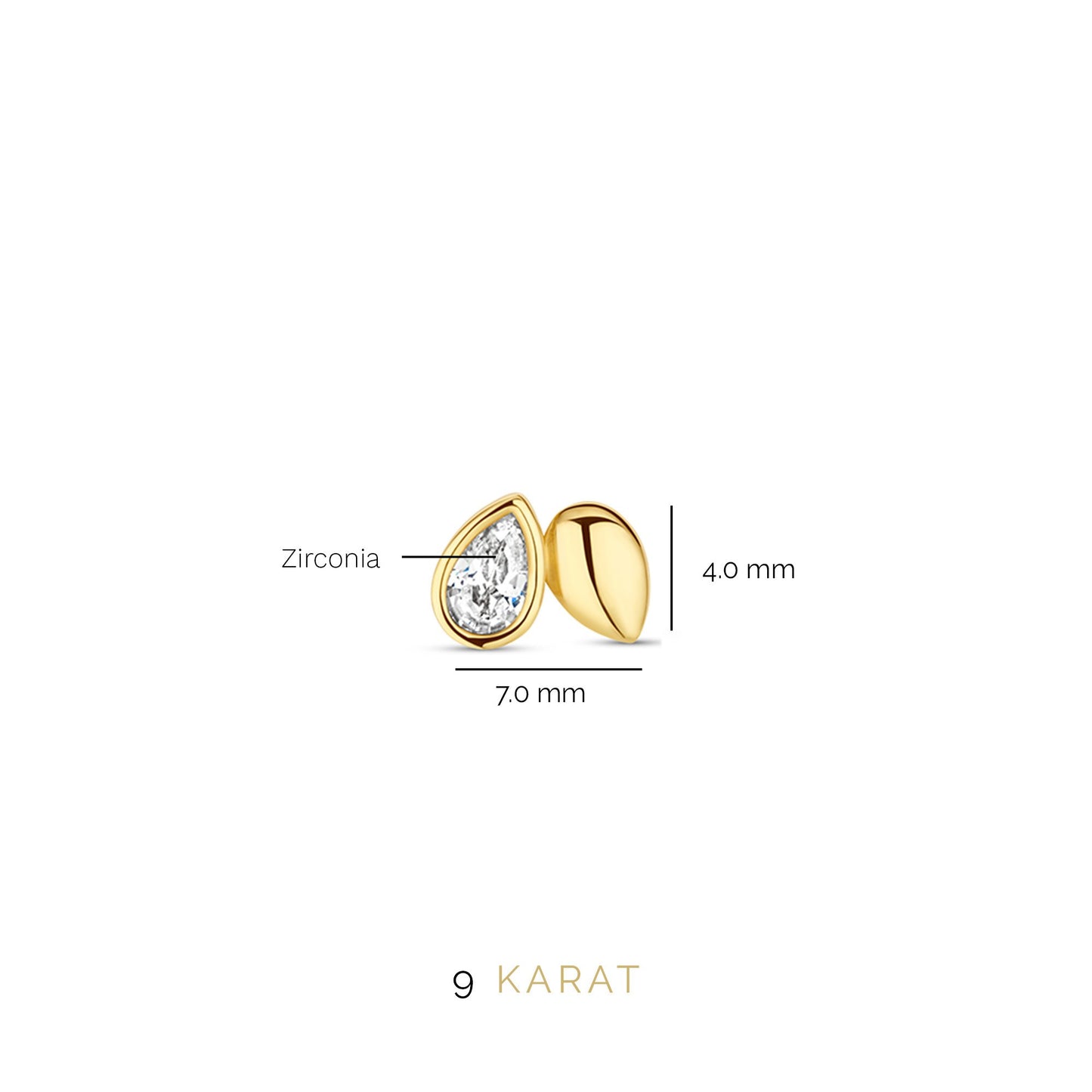 Monte Napoleone Natalia 9 karat gold ear studs with zirconia stpmes - Beloro jewels