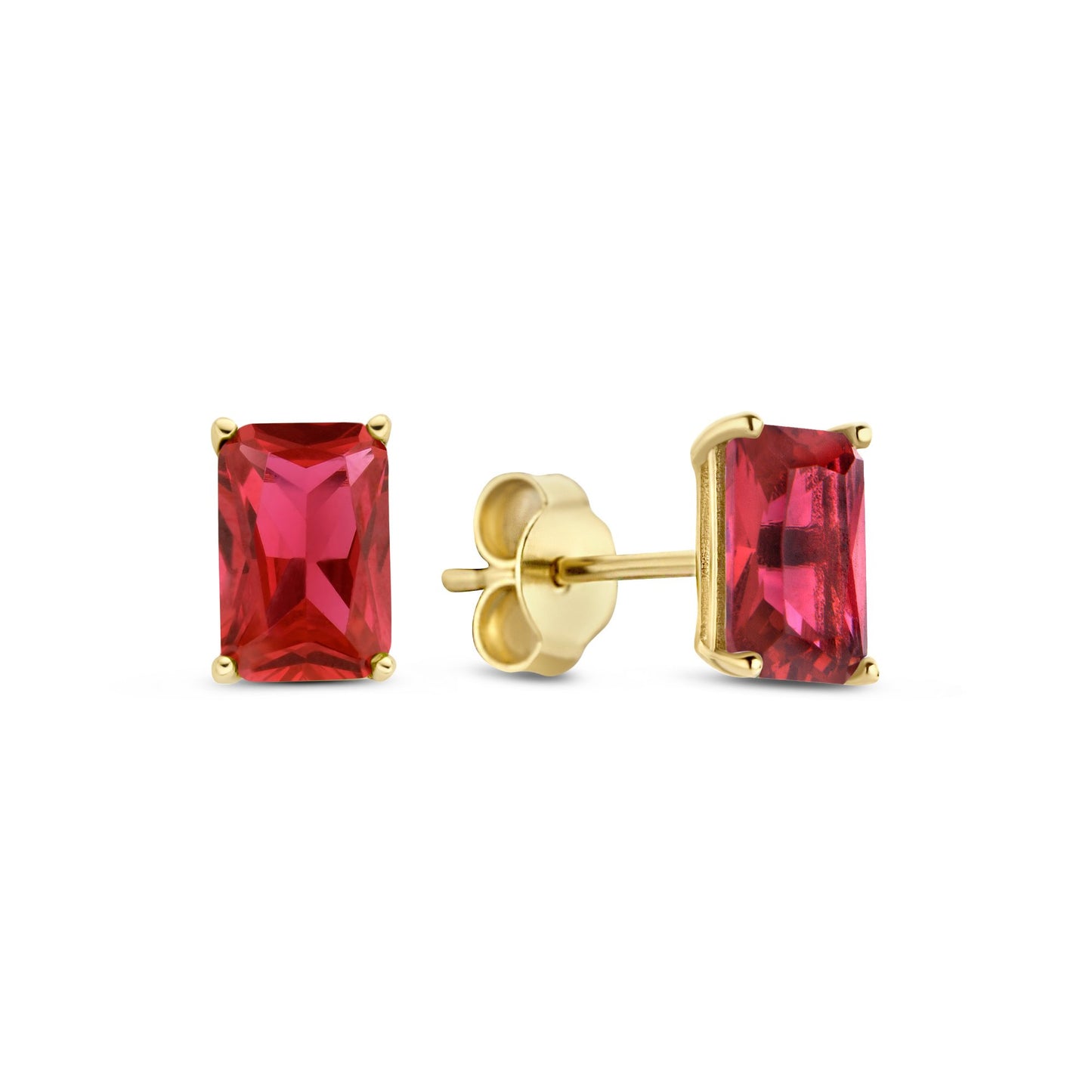 La Milano Colori Rosetta 9 karat gold ear studs with red zirconia stone - Beloro jewels