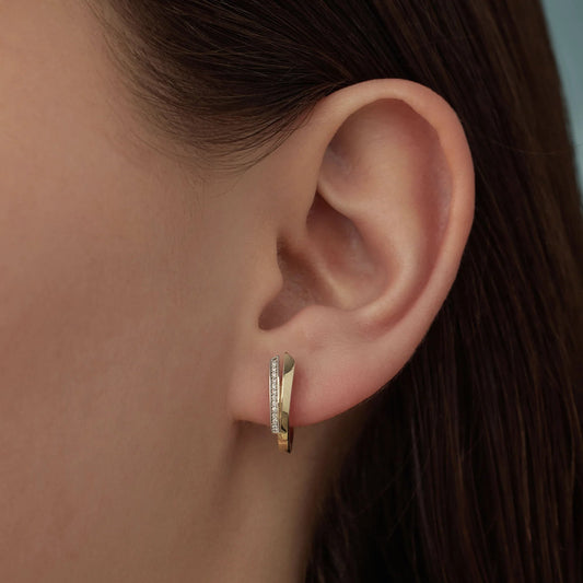 Monte Napoleone Stella 9 karat gold hoop earrings with zirconia stones - Beloro jewels