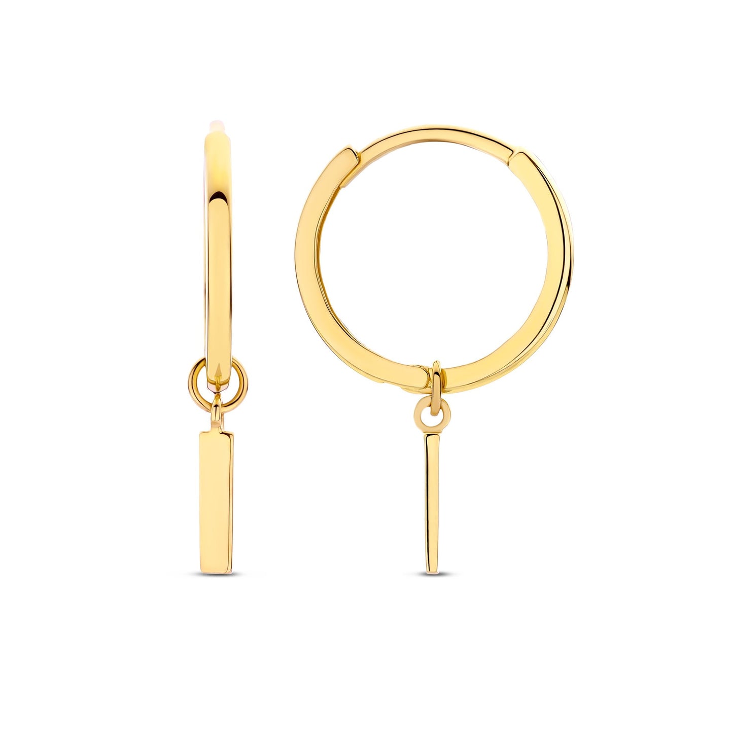 Della Spiga Esta 9 karat gold hoop earrings with rod (9.5 mm) - Beloro jewels