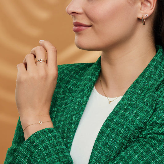 Regalo d'Amore 9 karat gold necklace and bracelet gift set with zirconia stones - Beloro jewels