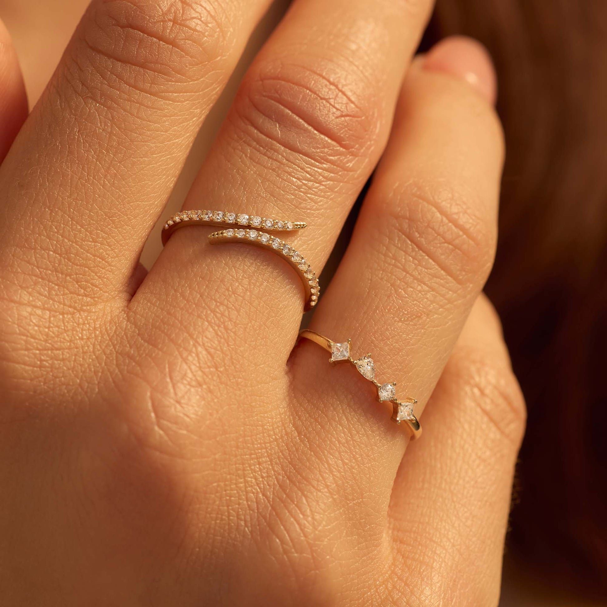 Monte Napoleone Stella 9 karat gold ring with zirconia - Beloro jewels