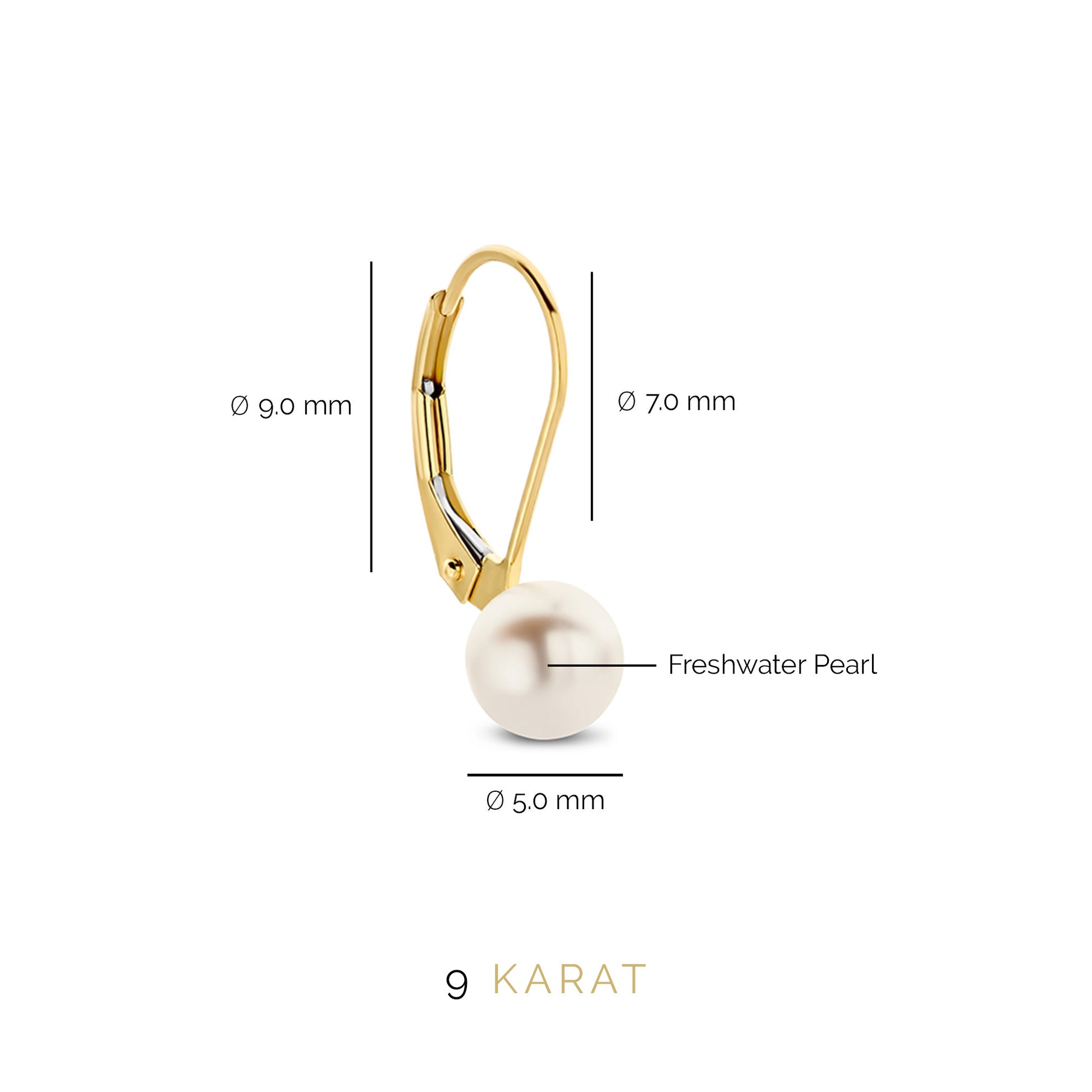 Regalo d'Amore 9 karaat gold hoop earrings and ear studs gift set with pearls - Beloro jewels