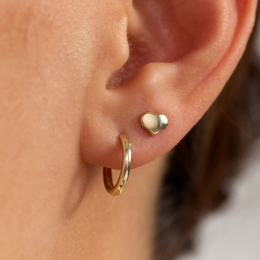 Della Spiga Giulietta 9 karat gold ear studs with heart - Beloro jewels