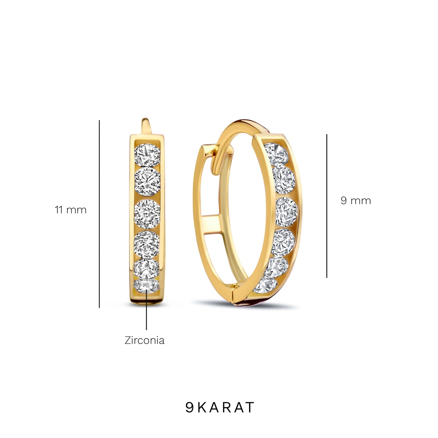 Regalo d'Amore 9 karat gold earring set with zirconia stones - Beloro jewels