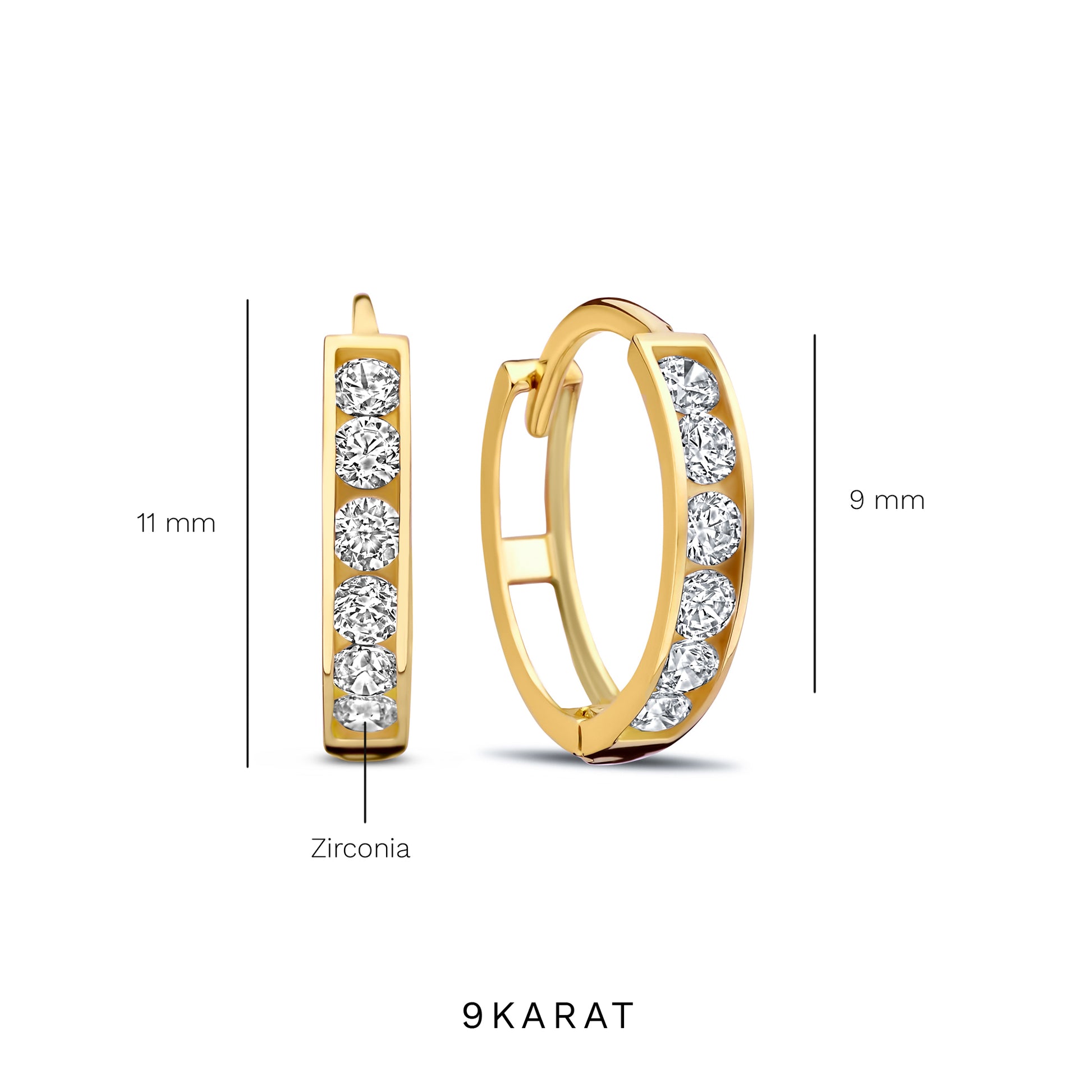 Regalo d'Amore 9 karat gold earring set with zirconia stones - Beloro jewels
