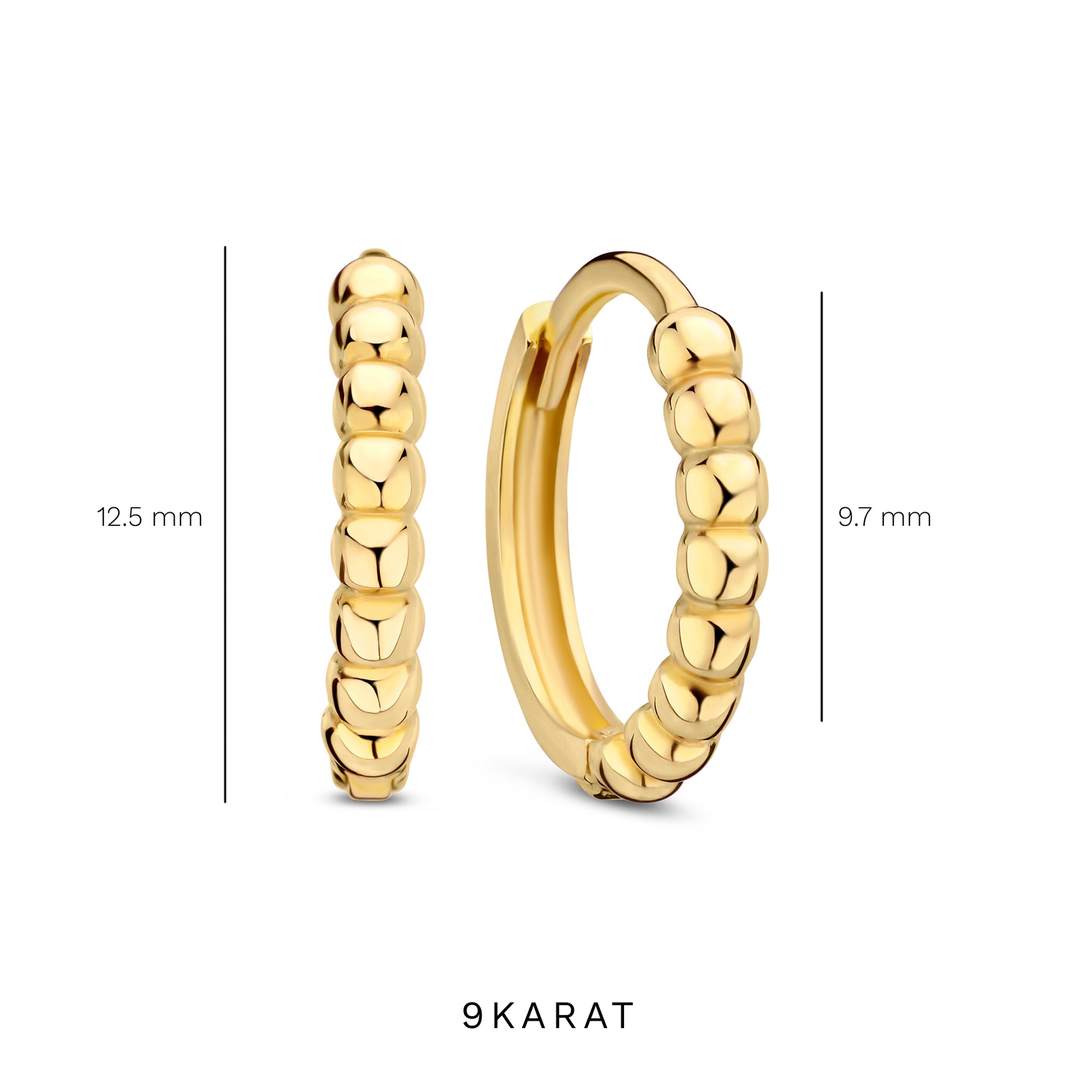 La Rinascente Elena 9 karat gold hoop earrings (9.5 mm) - Beloro jewels