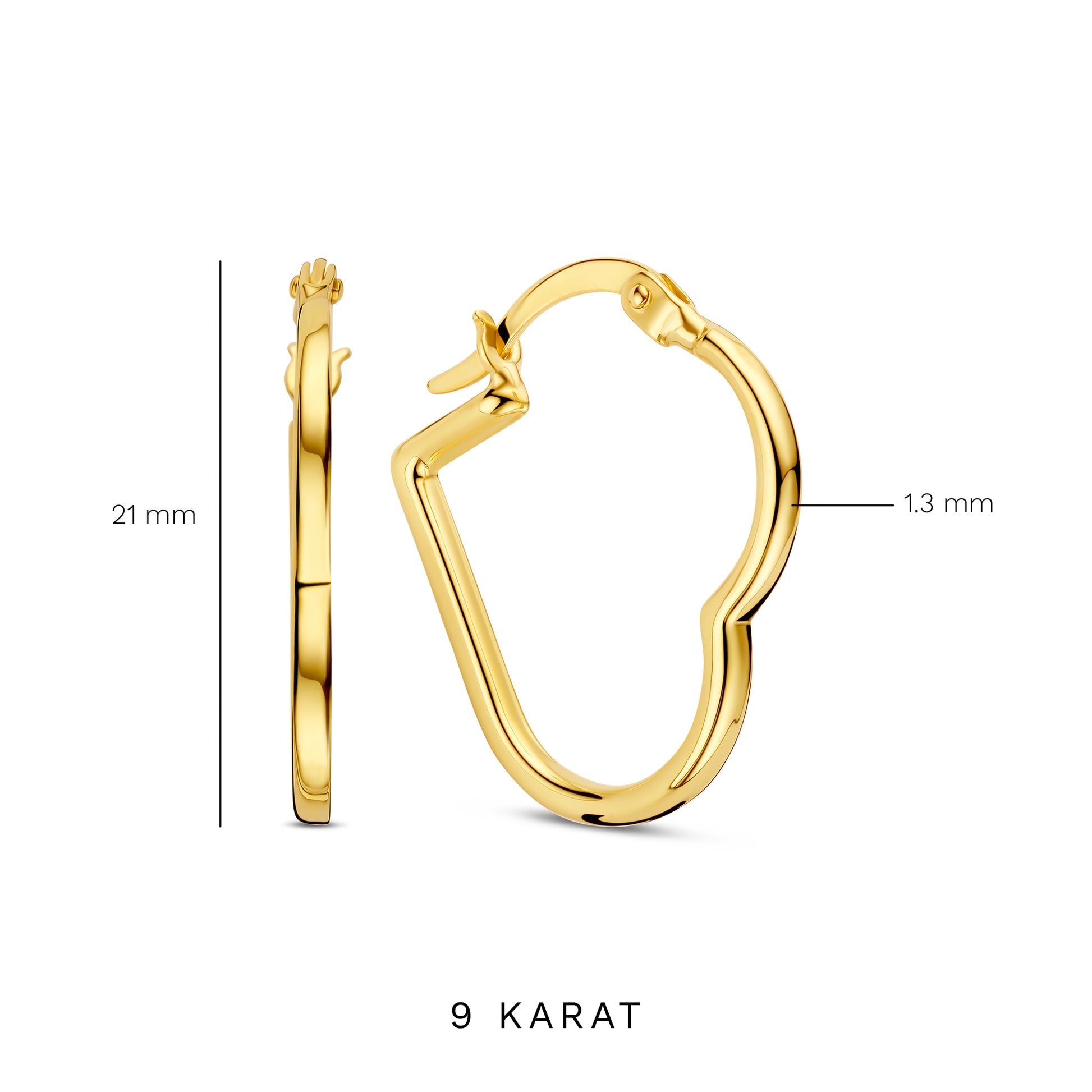 Regalo d'Amore 9 karat gold heart earring set - Beloro jewels