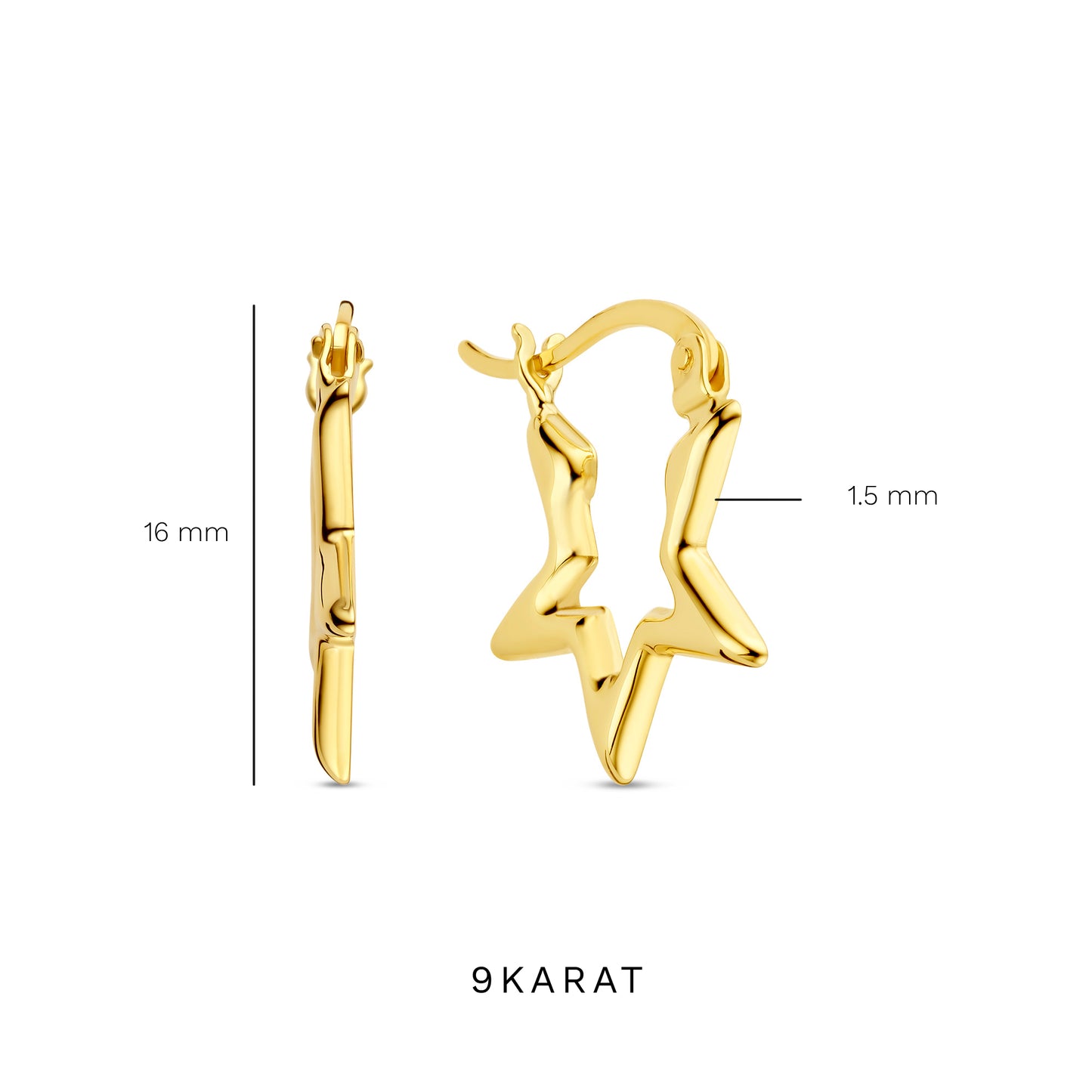 Regalo d'Amore 9 karat gold earrings set with stars - Beloro jewels
