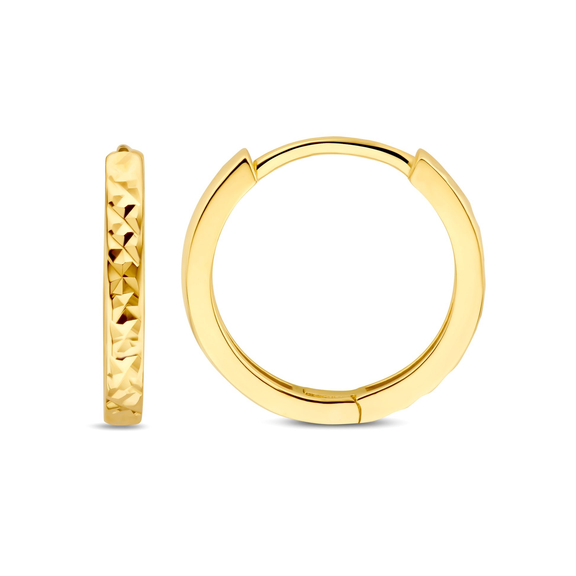 Regalo d'Amore 9 karat gold hoop earrings gift set with diamond cut - Beloro jewels