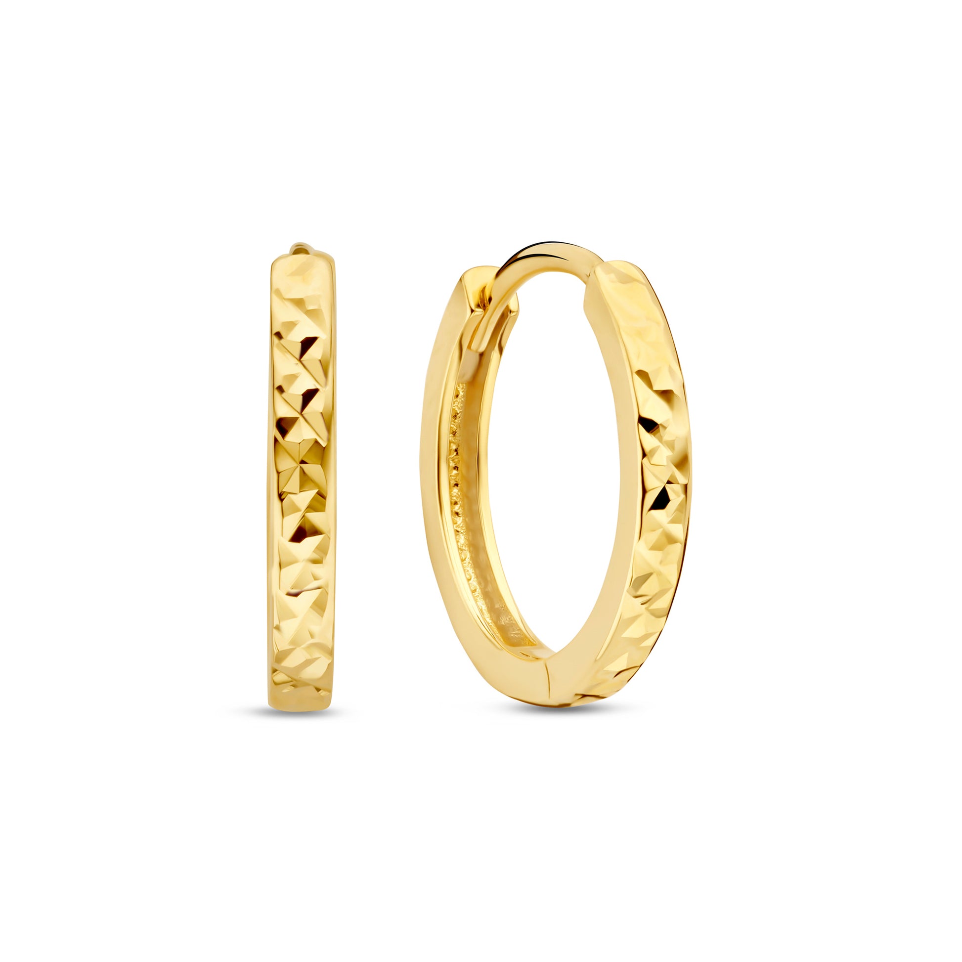 Regalo d'Amore 9 karat gold hoop earrings gift set with diamond cut - Beloro jewels
