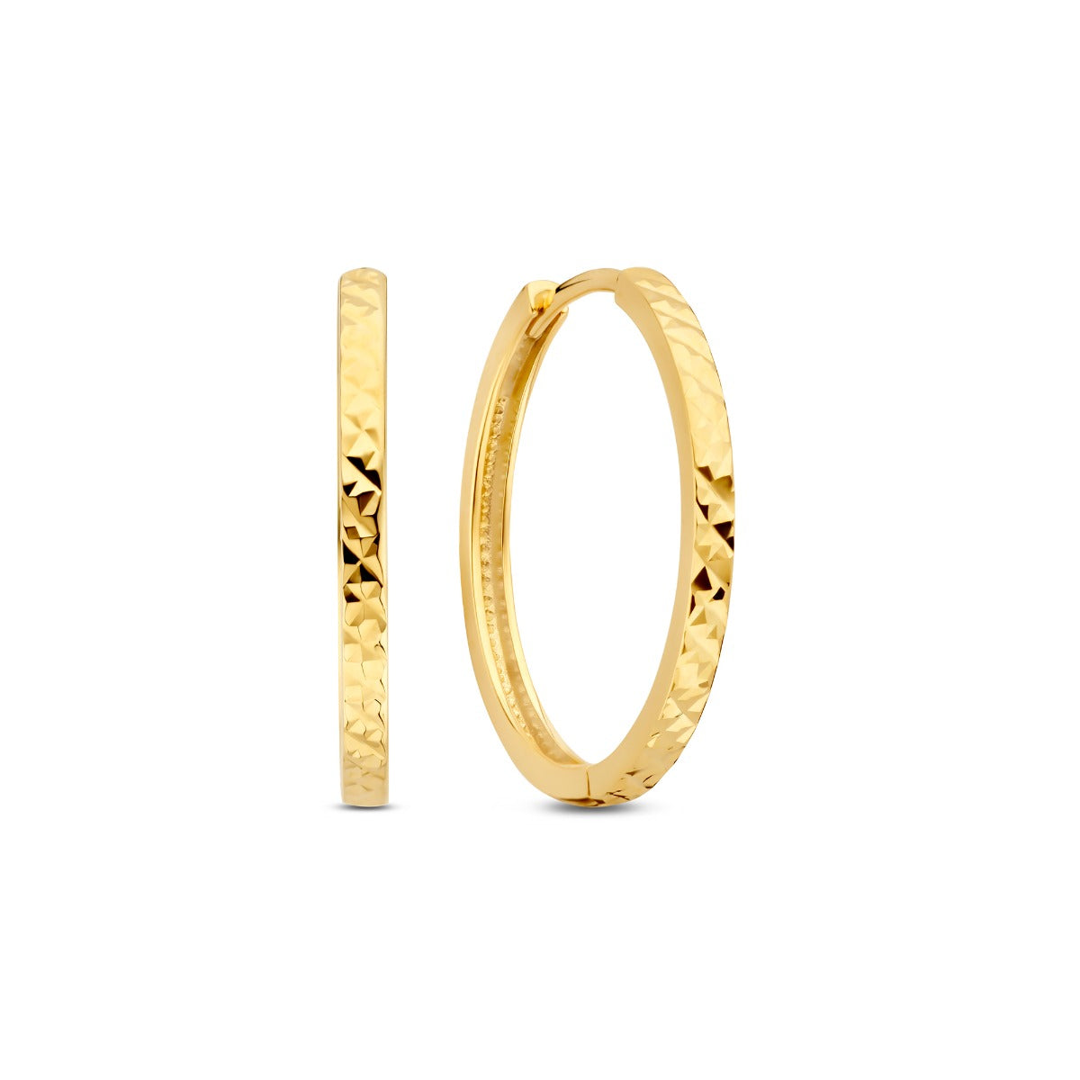 Regalo d'Amore 9 karat gold hoop earrings gift set with diamond cut - Beloro jewels