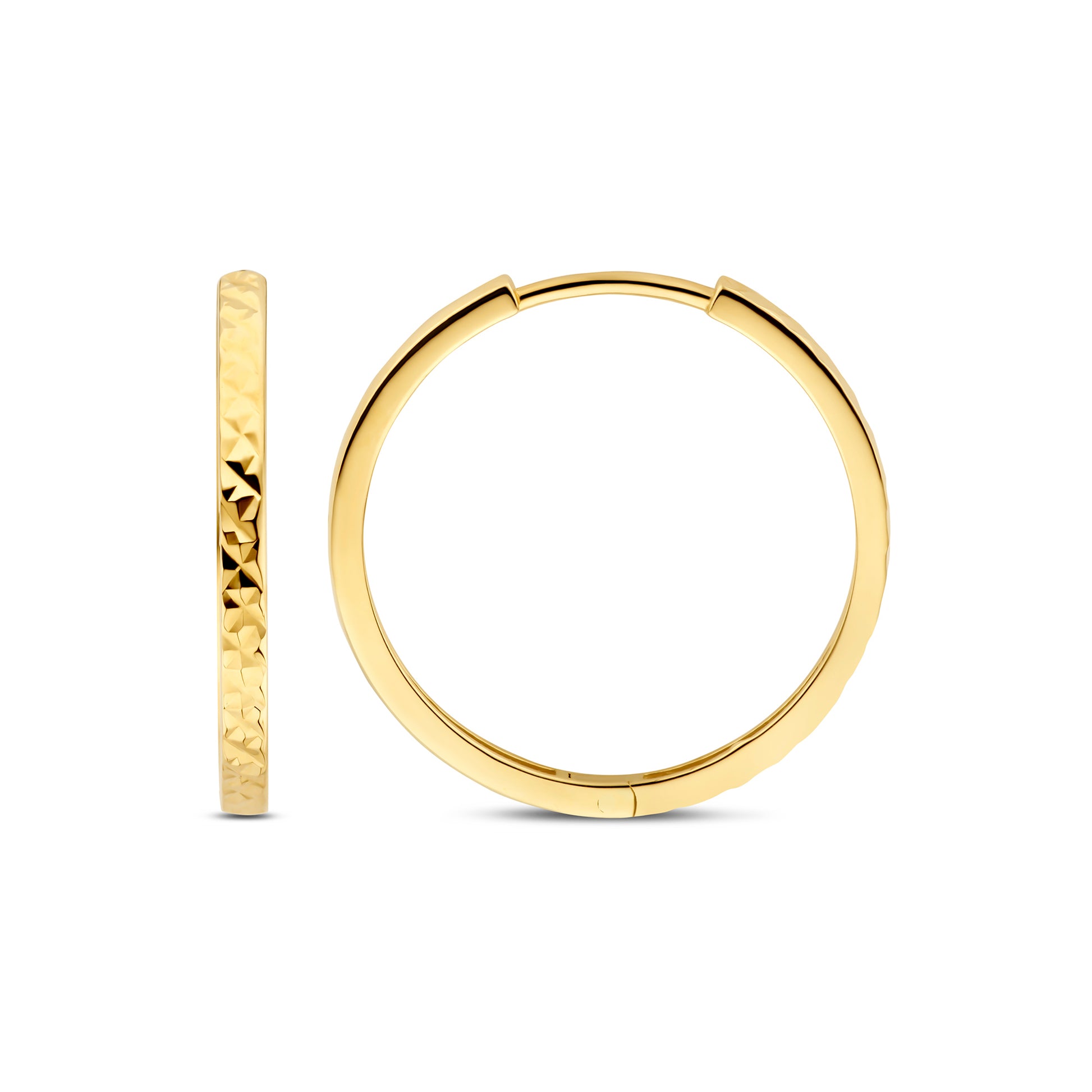 Regalo d'Amore 9 karat gold hoop earrings gift set with diamond cut - Beloro jewels
