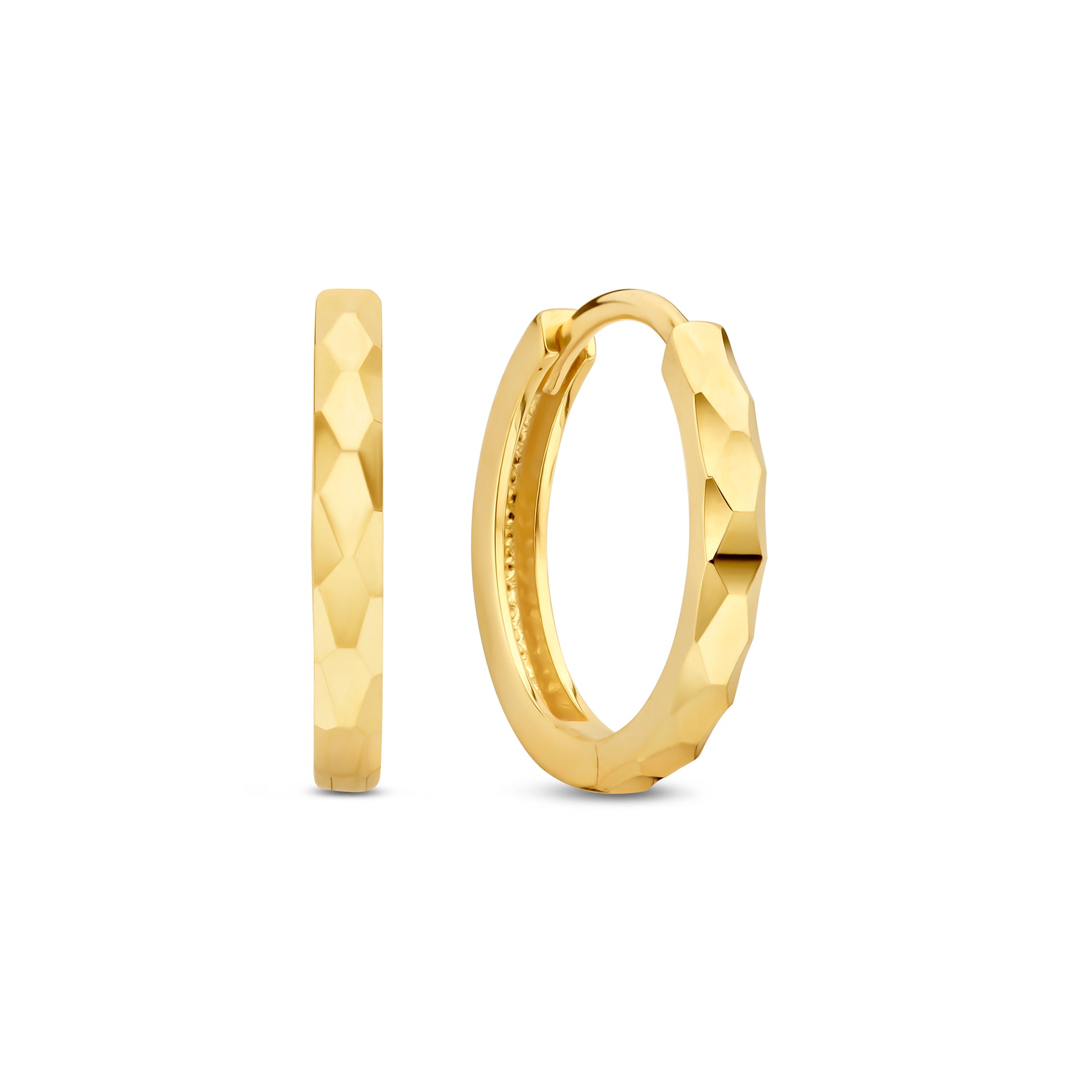 Regalo d'Amore 9 karat gold hoop earrings gift set with diamond cut - Beloro jewels