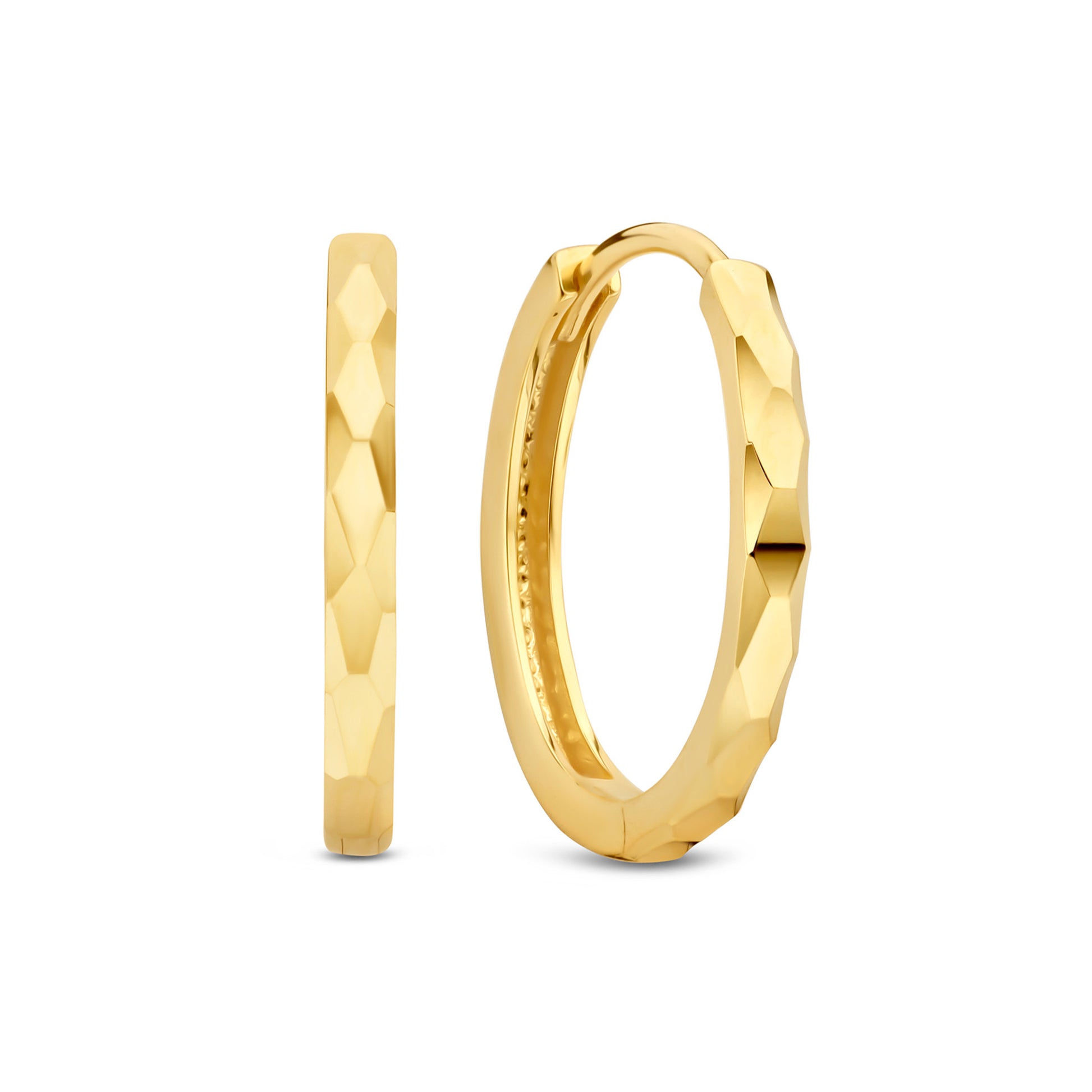 Regalo d'Amore 9 karat gold hoop earrings gift set with diamond cut - Beloro jewels