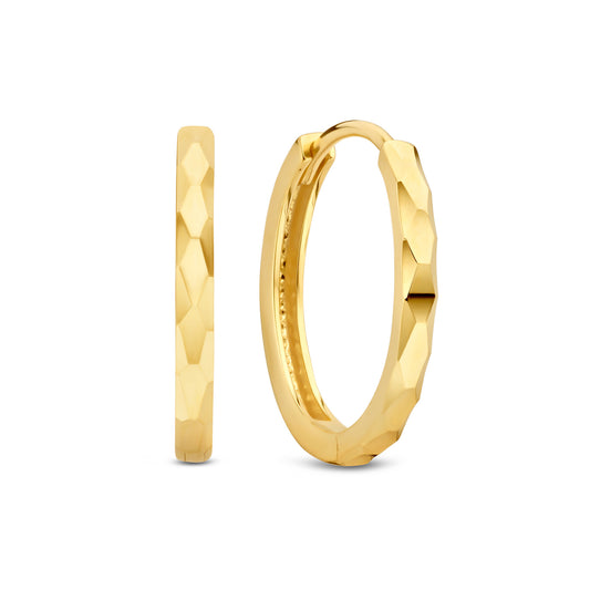 Regalo d'Amore 9 karat gold hoop earrings gift set with diamond cut - Beloro jewels