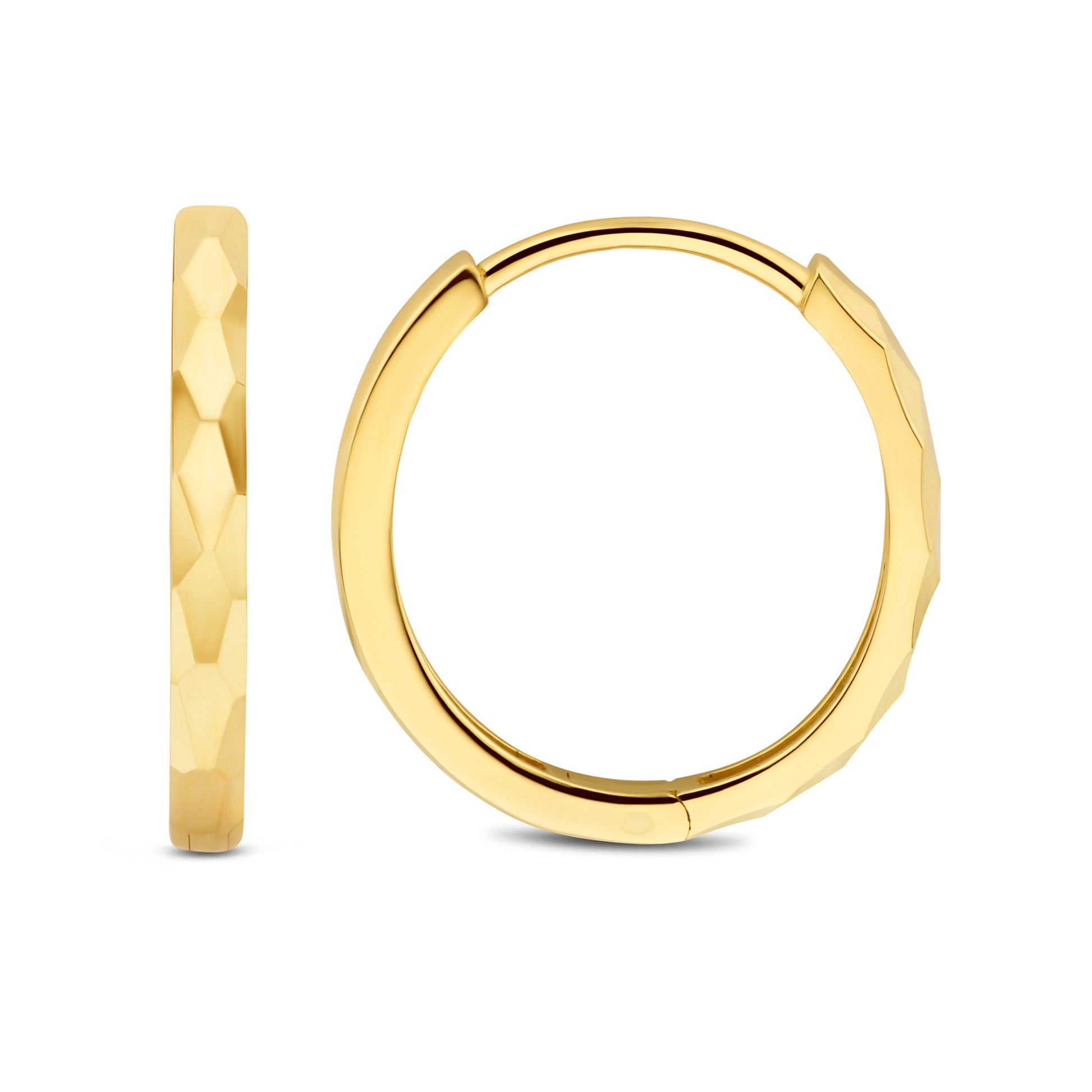 Regalo d'Amore 9 karat gold hoop earrings gift set with diamond cut - Beloro jewels