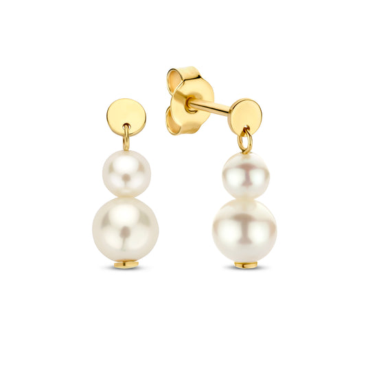 Monte Napoleone Perla 9 karat gold ear studs with pearls - Beloro jewels