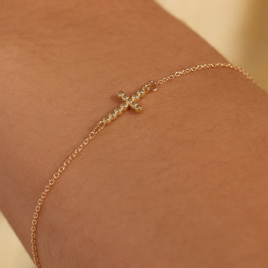La Rinascente Donatella 9 karat gold bracelet with cross - Beloro jewels