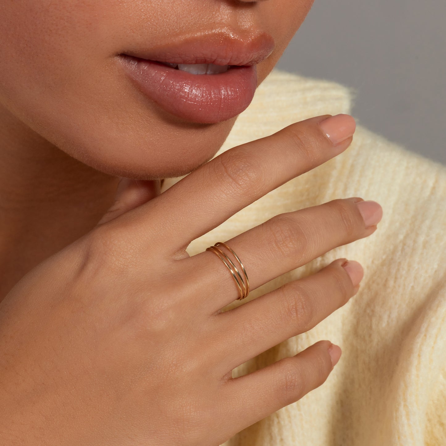 La Rinascente Julia 9 karat gold multiring 3-piece - Beloro jewels