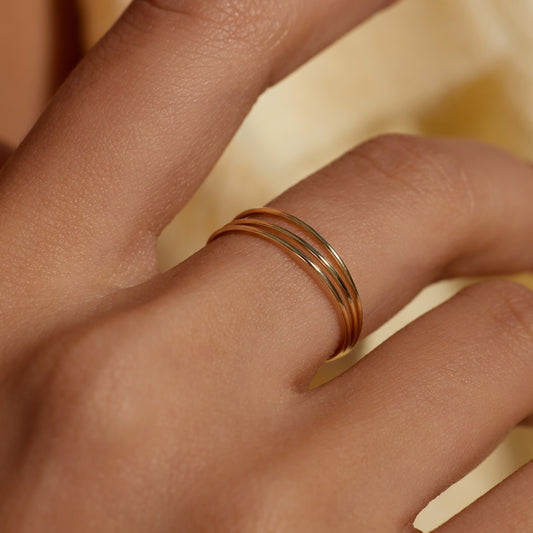 La Rinascente Julia 9 karat gold multiring 3-piece - Beloro jewels