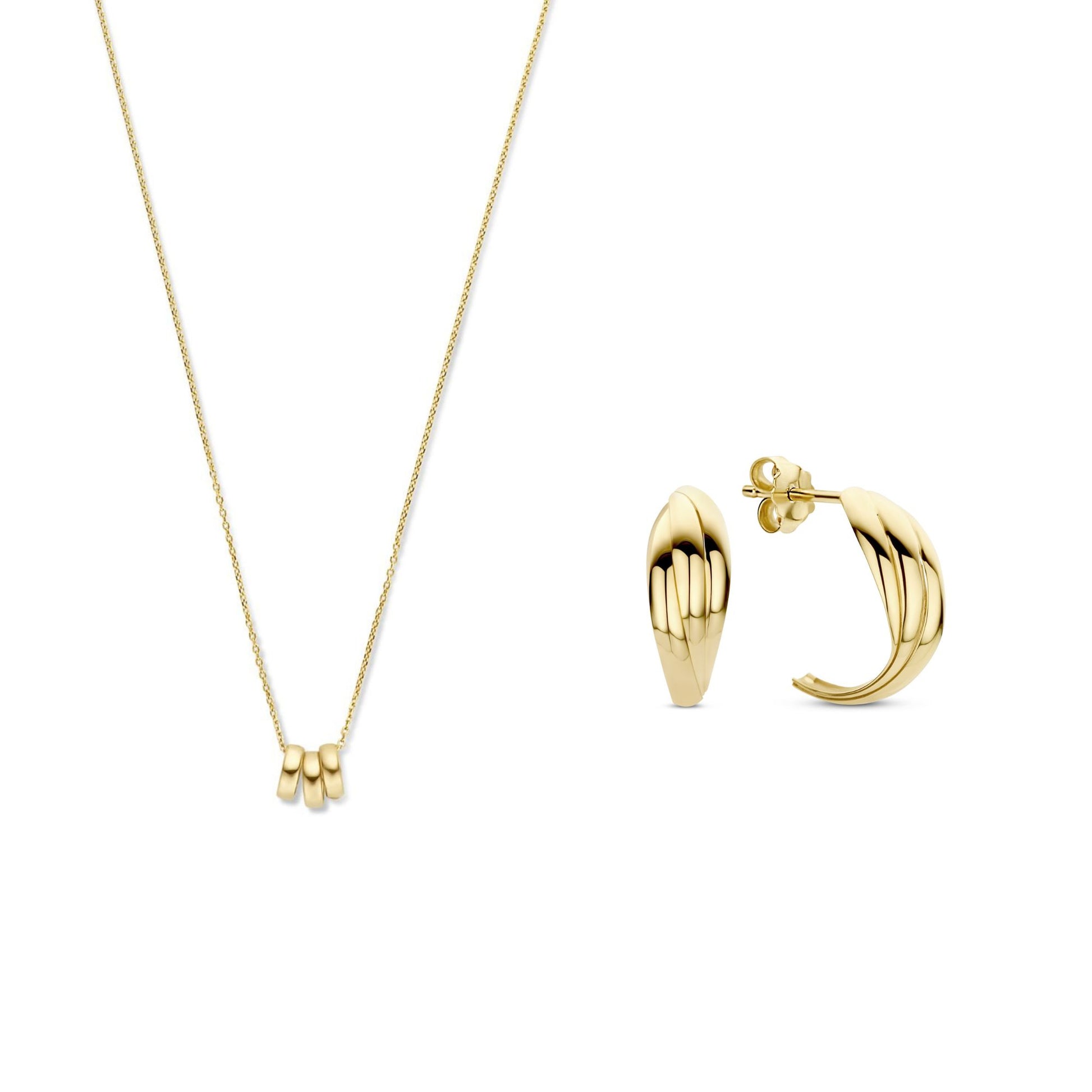 Regalo d'Amore 9 karat necklace and hoop earrings gift set - Beloro jewels