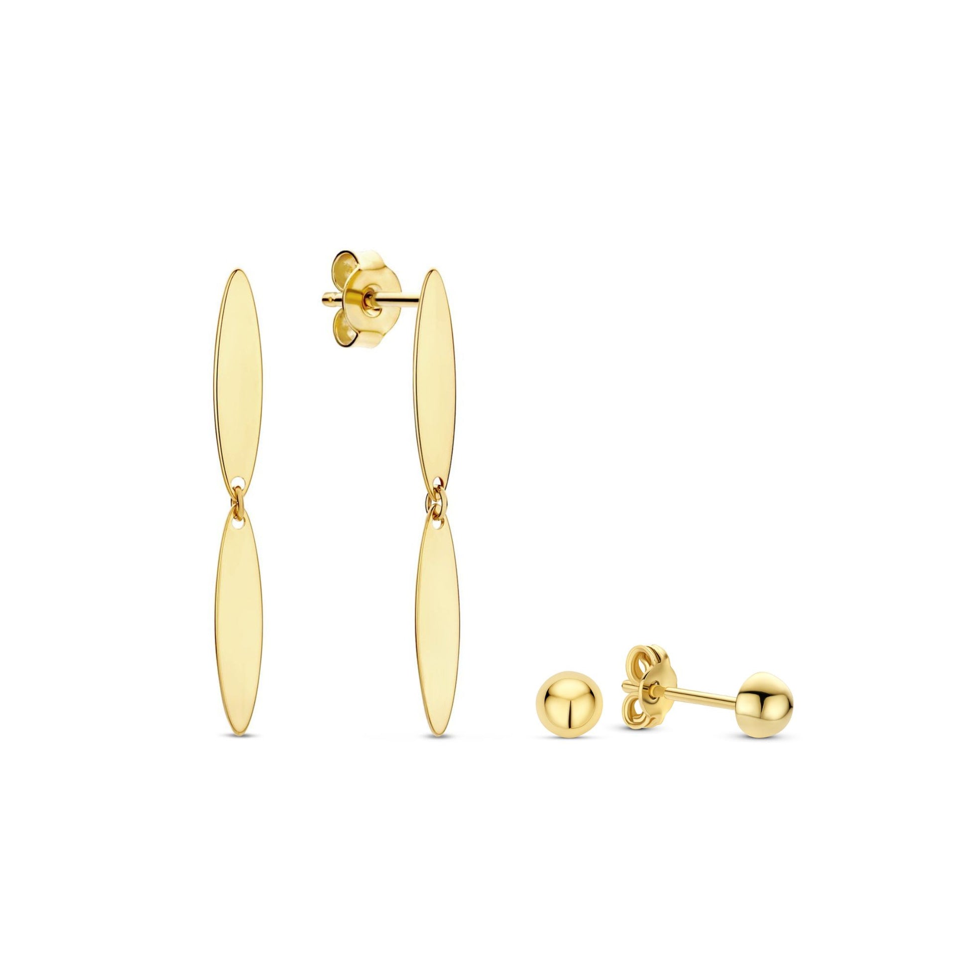 Regalo d'Amore 9 karat gold earrings set with oval bars - Beloro jewels