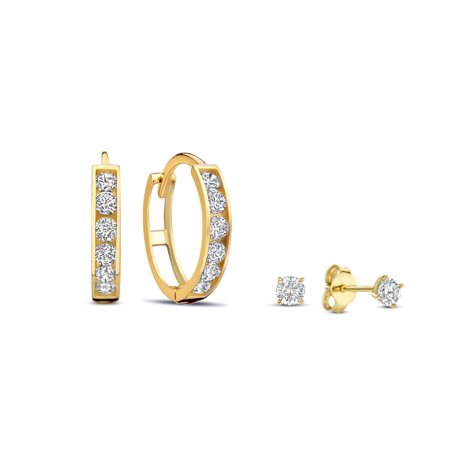 Regalo d'Amore 9 karat gold earring set with zirconia stones - Beloro jewels