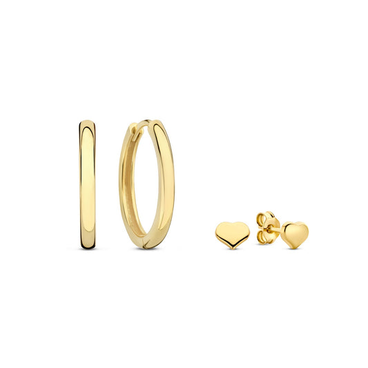 Regalo d'Amore 9 karat gold earring set with heart - Beloro jewels