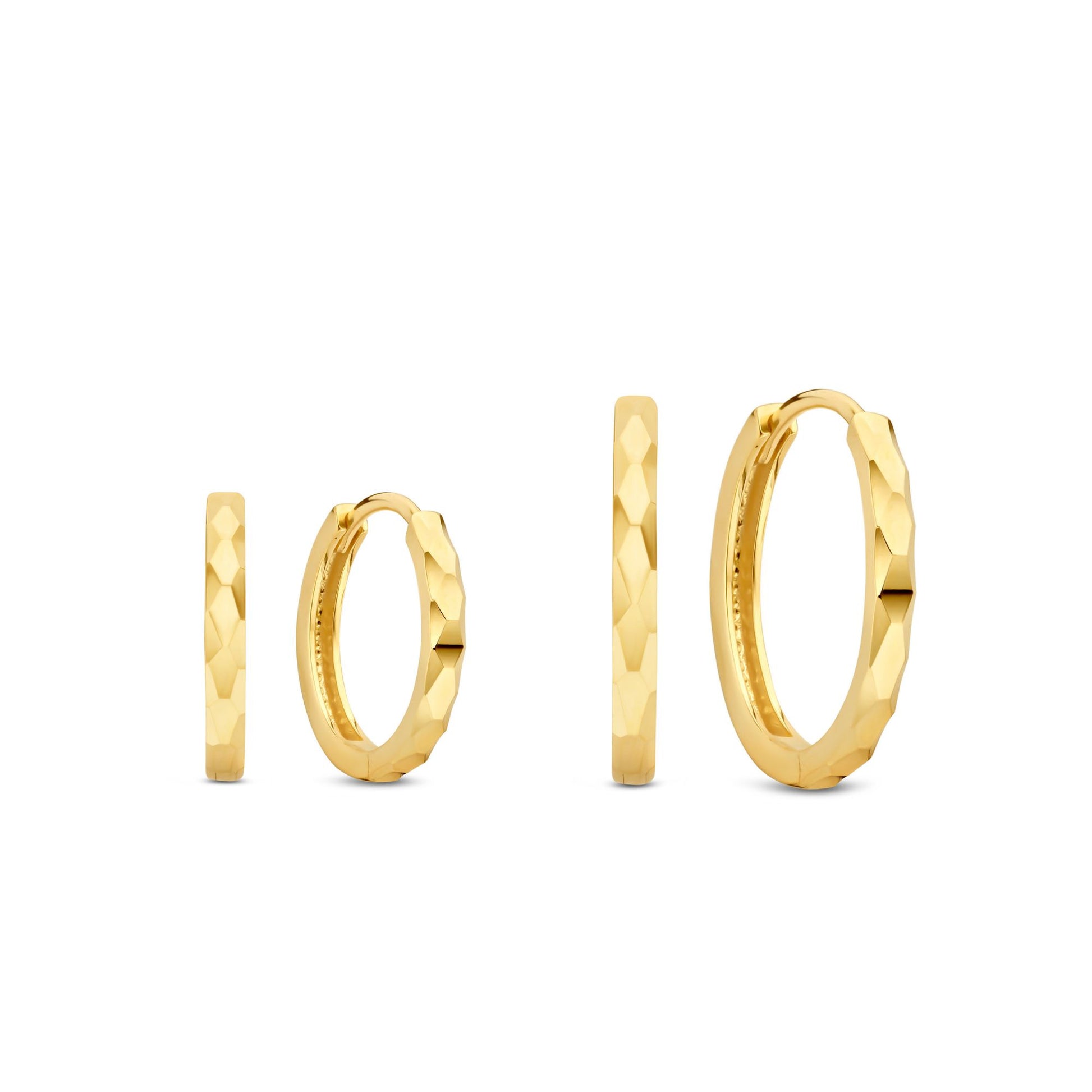 Regalo d'Amore 9 karat gold hoop earrings gift set with diamond cut - Beloro jewels