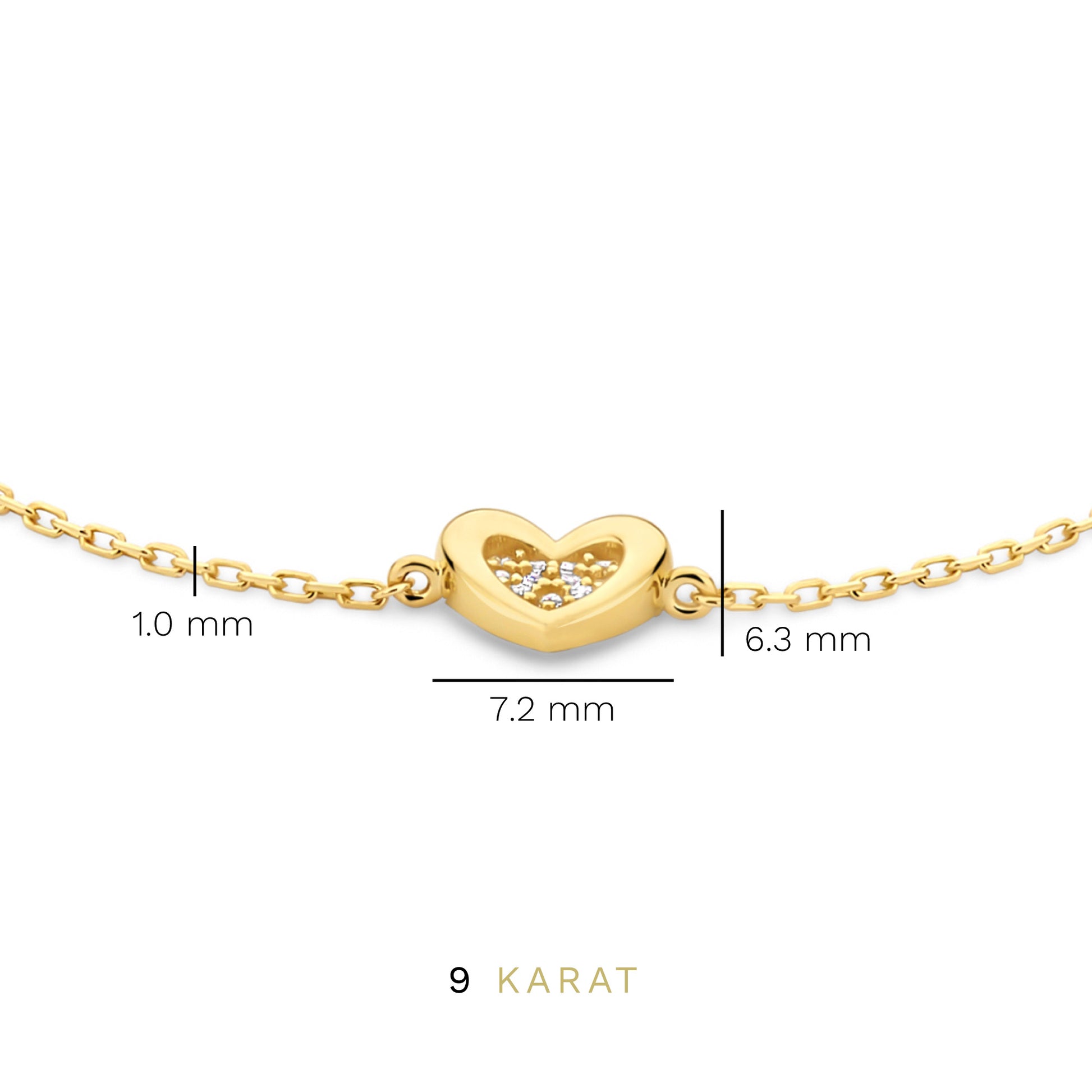 Regalo d'Amore 9 karat gold necklace and bracelet gift set with heart - Beloro jewels