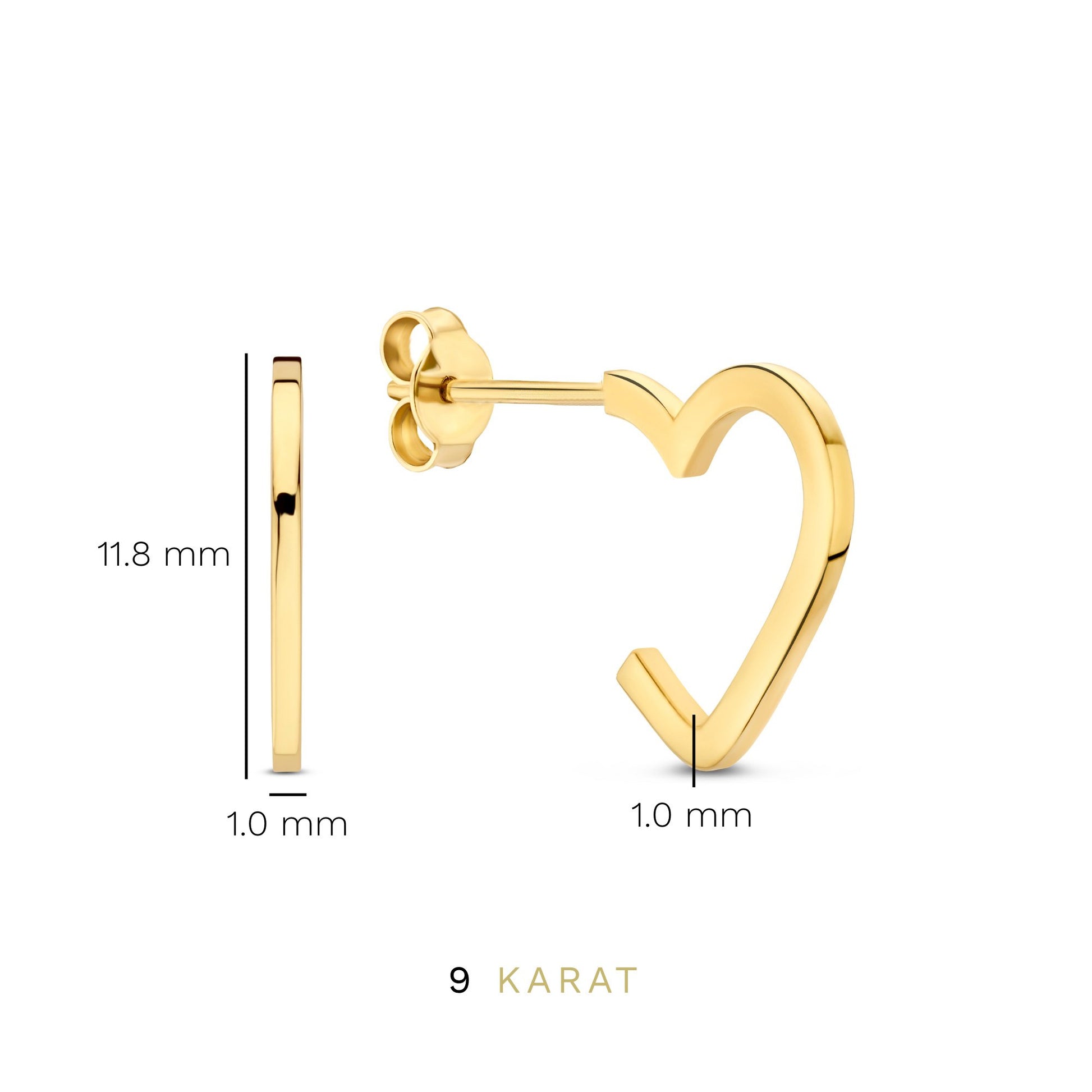 Regalo d'Amore 9 karat gold earring set with heart - Beloro jewels