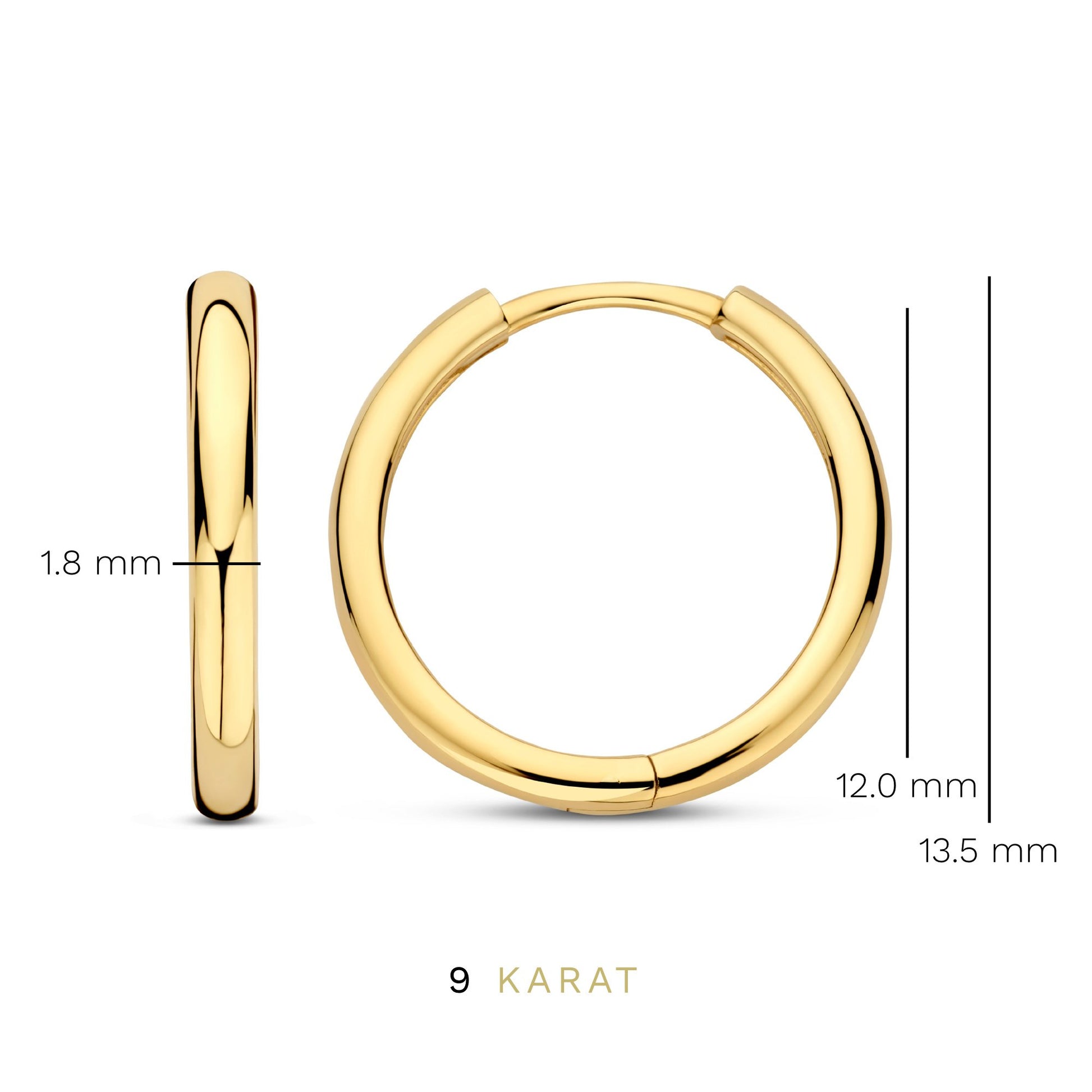 La Rinascente Camilla 9 karat gold hoop earrings (12 mm) - Beloro jewels