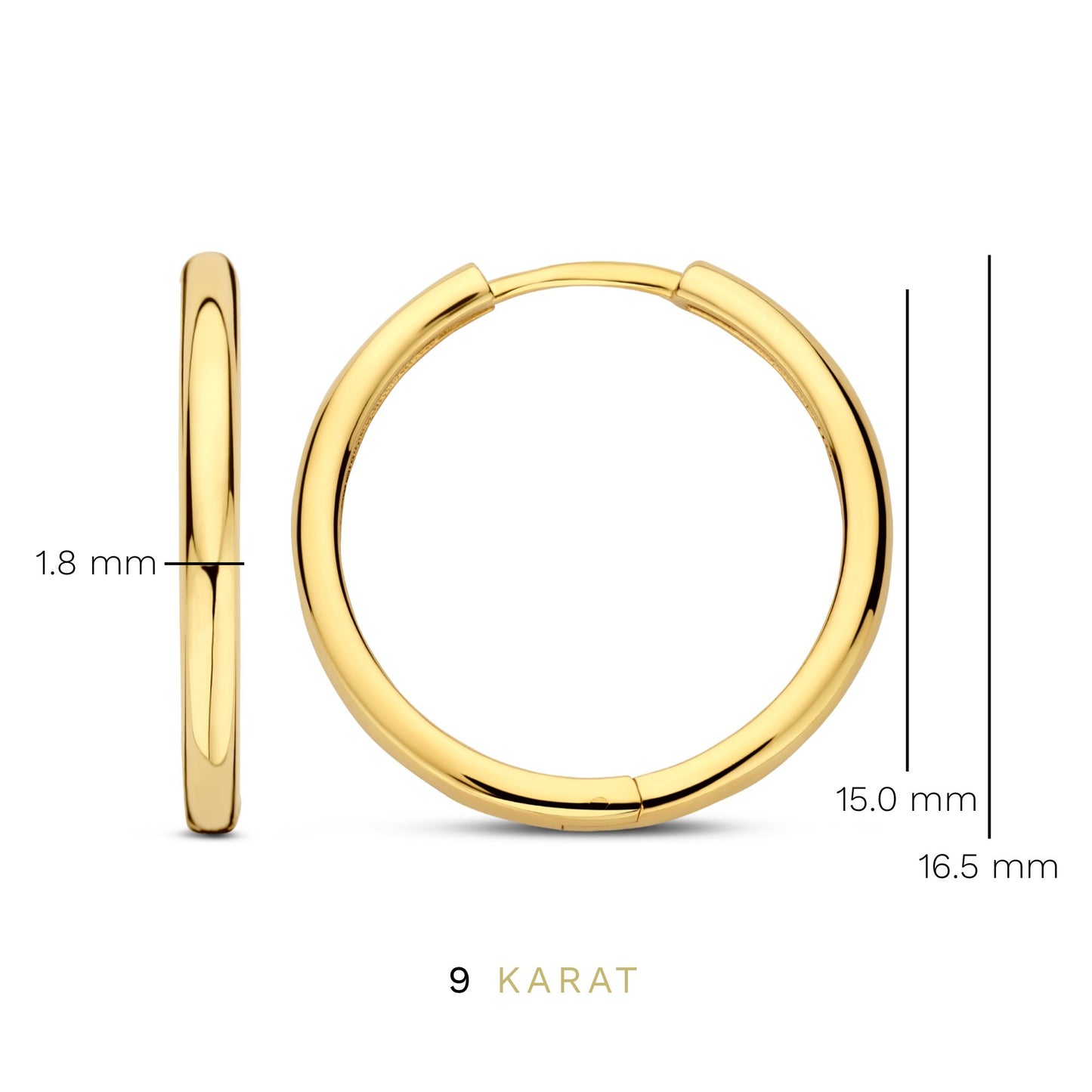 La Rinascente Camilla 9 karat gold hoop earrings (15 mm) - Beloro jewels