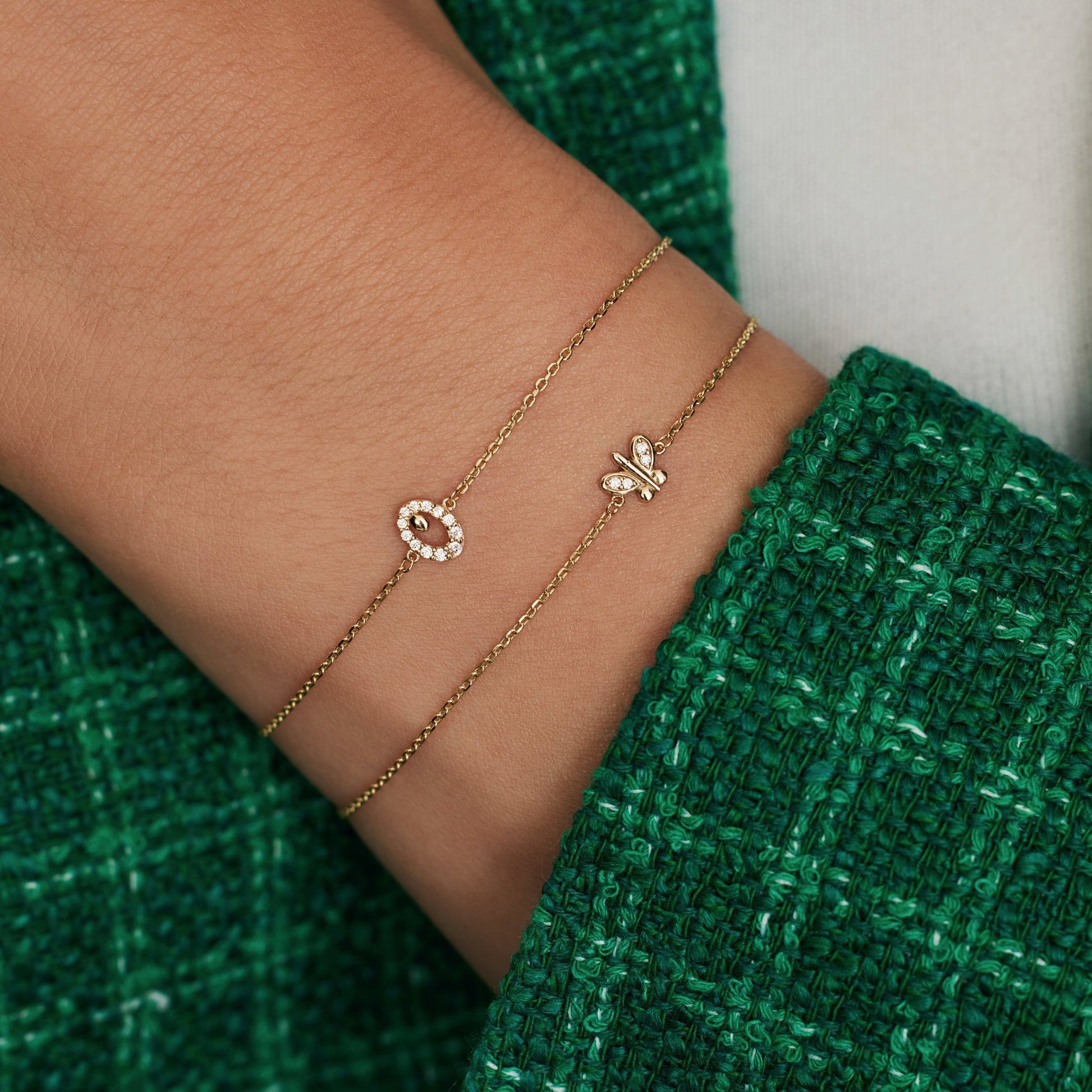 Della Spiga Farfalla 9 karat gold bracelet with zirconia stones - Beloro jewels