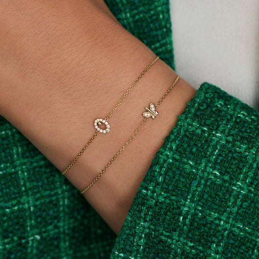 Della Spiga Farfalla 9 karat gold bracelet with zirconia stones - Beloro jewels