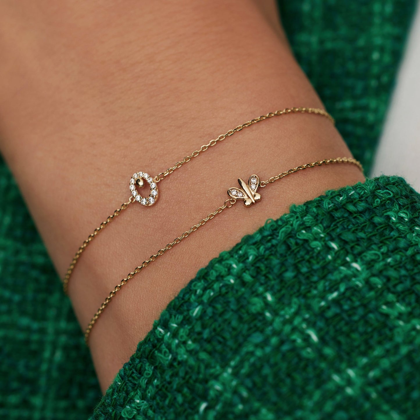 Della Spiga Farfalla 9 karat gold bracelet with zirconia stones - Beloro jewels