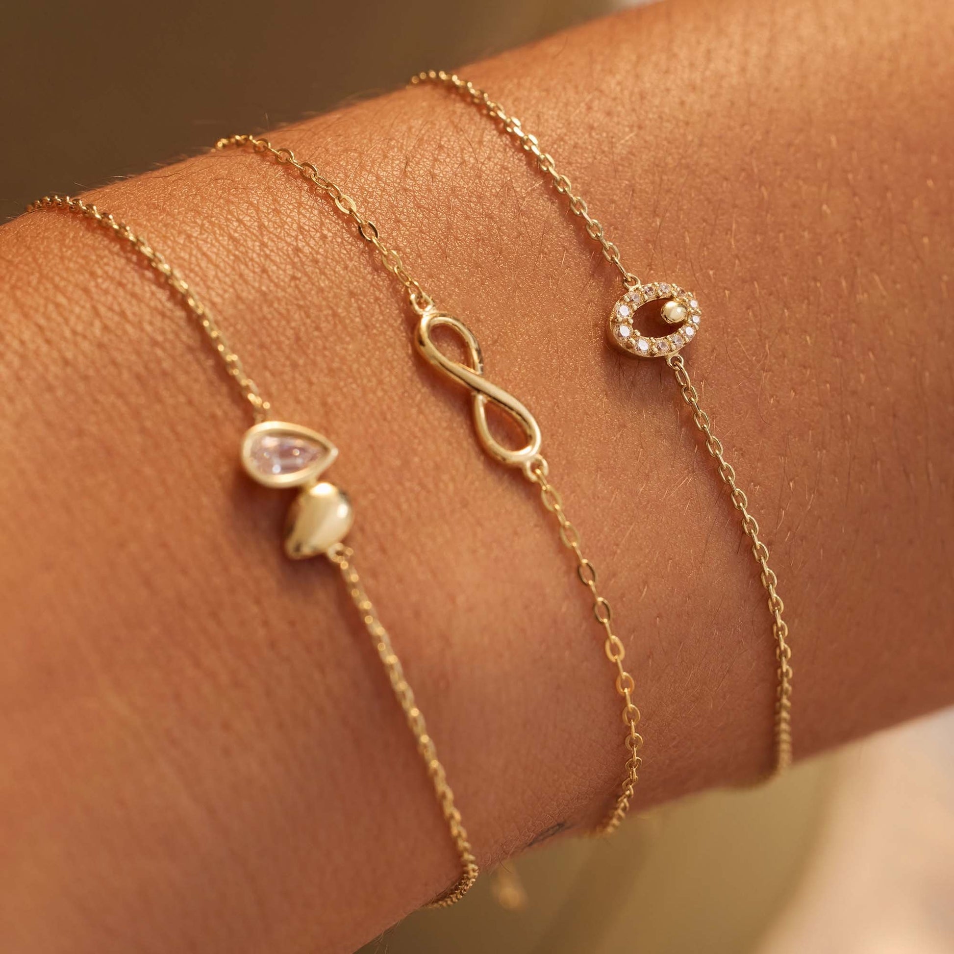 Monte Napoleone Leontina 9 karat gold bracelet with zirconia stones - Beloro jewels