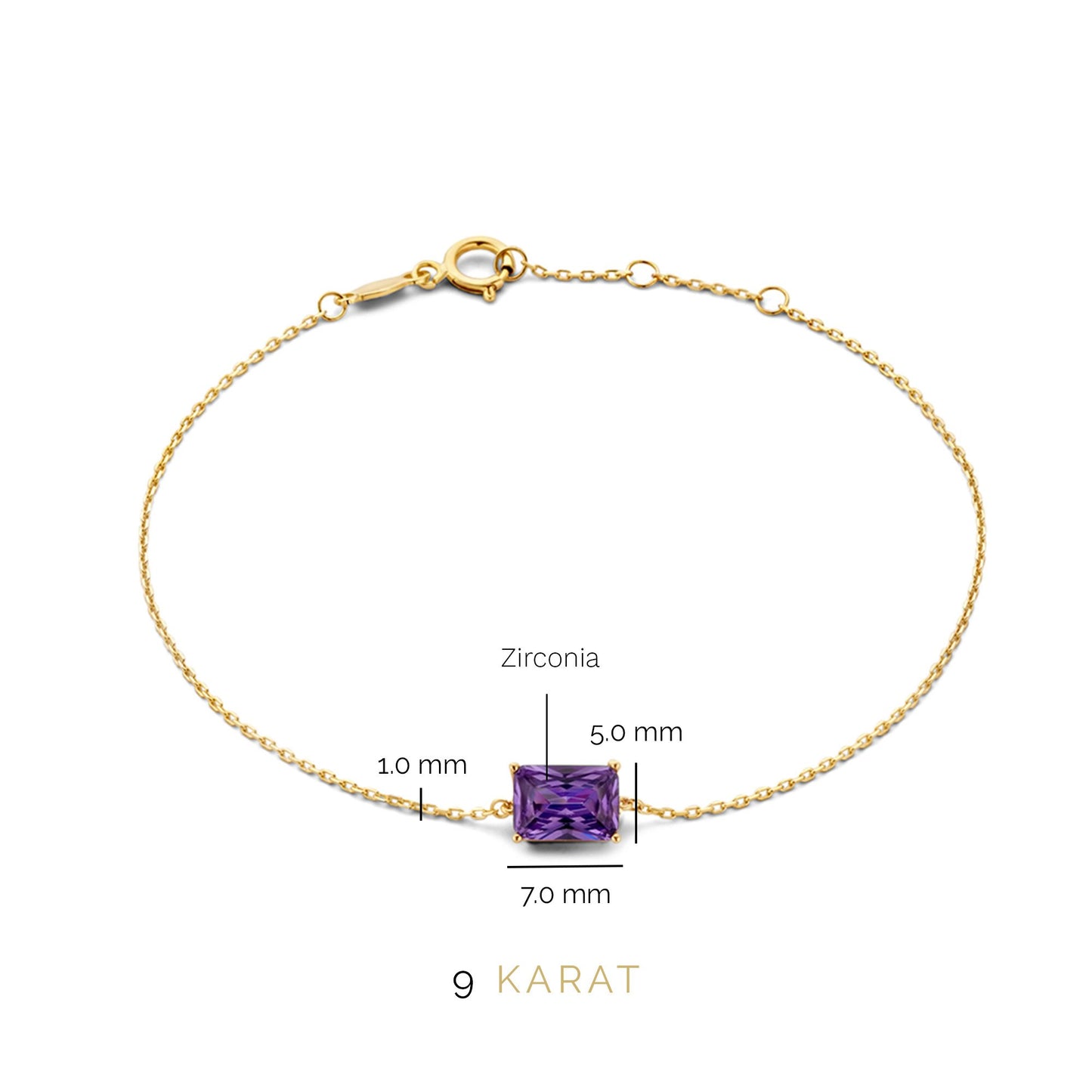 La Milano Colori Porphyra 9 karat gold bracelet with purple zirconia stone - Beloro jewels